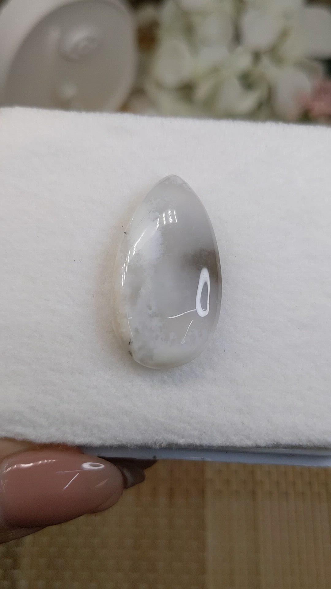 22.50 Ct. Grey Cabochon Agate from Madagascar Size Video