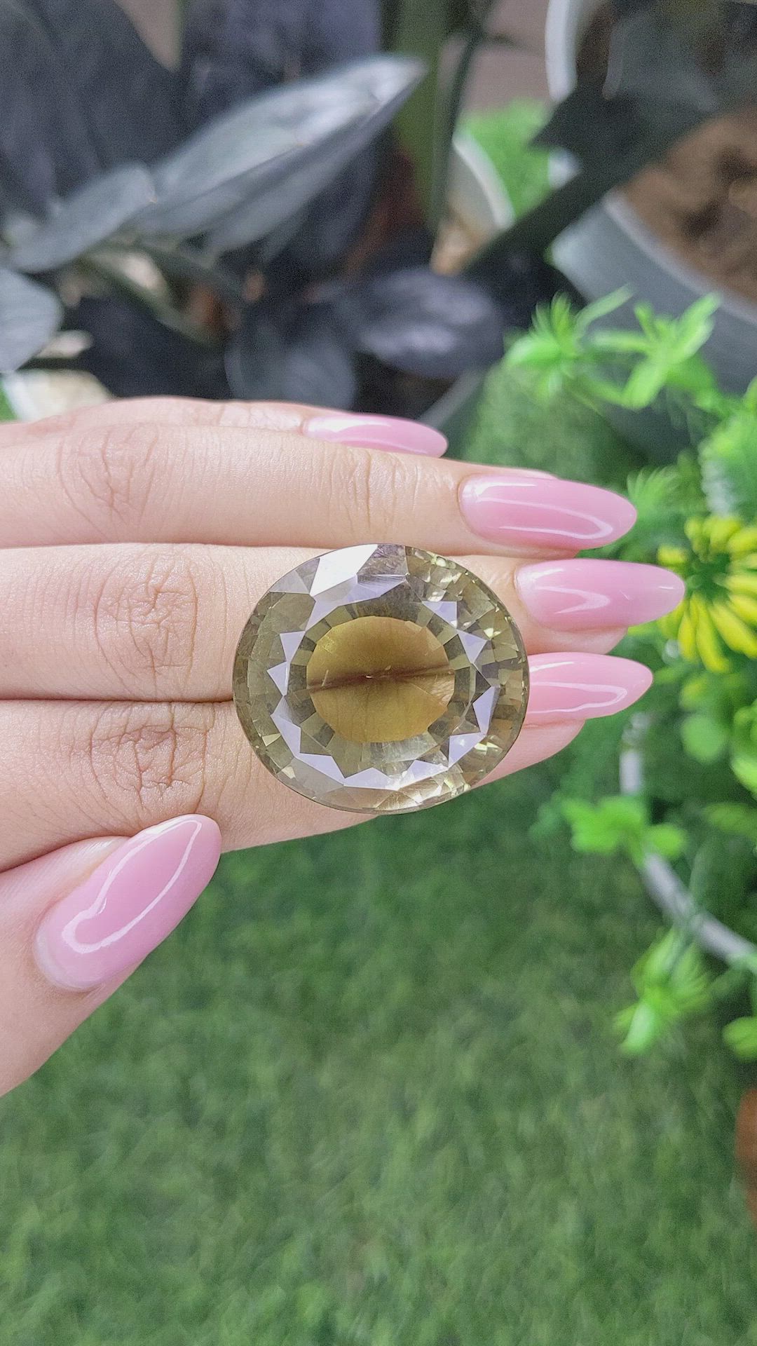 76.16 Ct. Greenish Yellow Citrine from Ceylon (Sri Lanka) Size Video