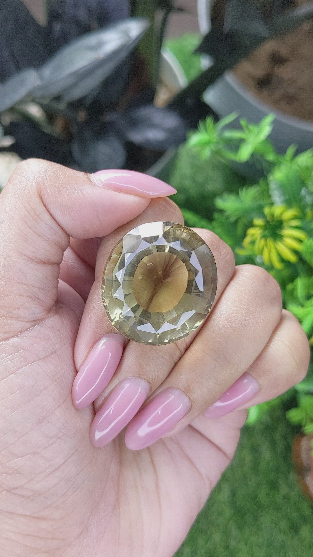 76.16 Ct. Greenish Yellow Citrine from Ceylon (Sri Lanka) Size Video