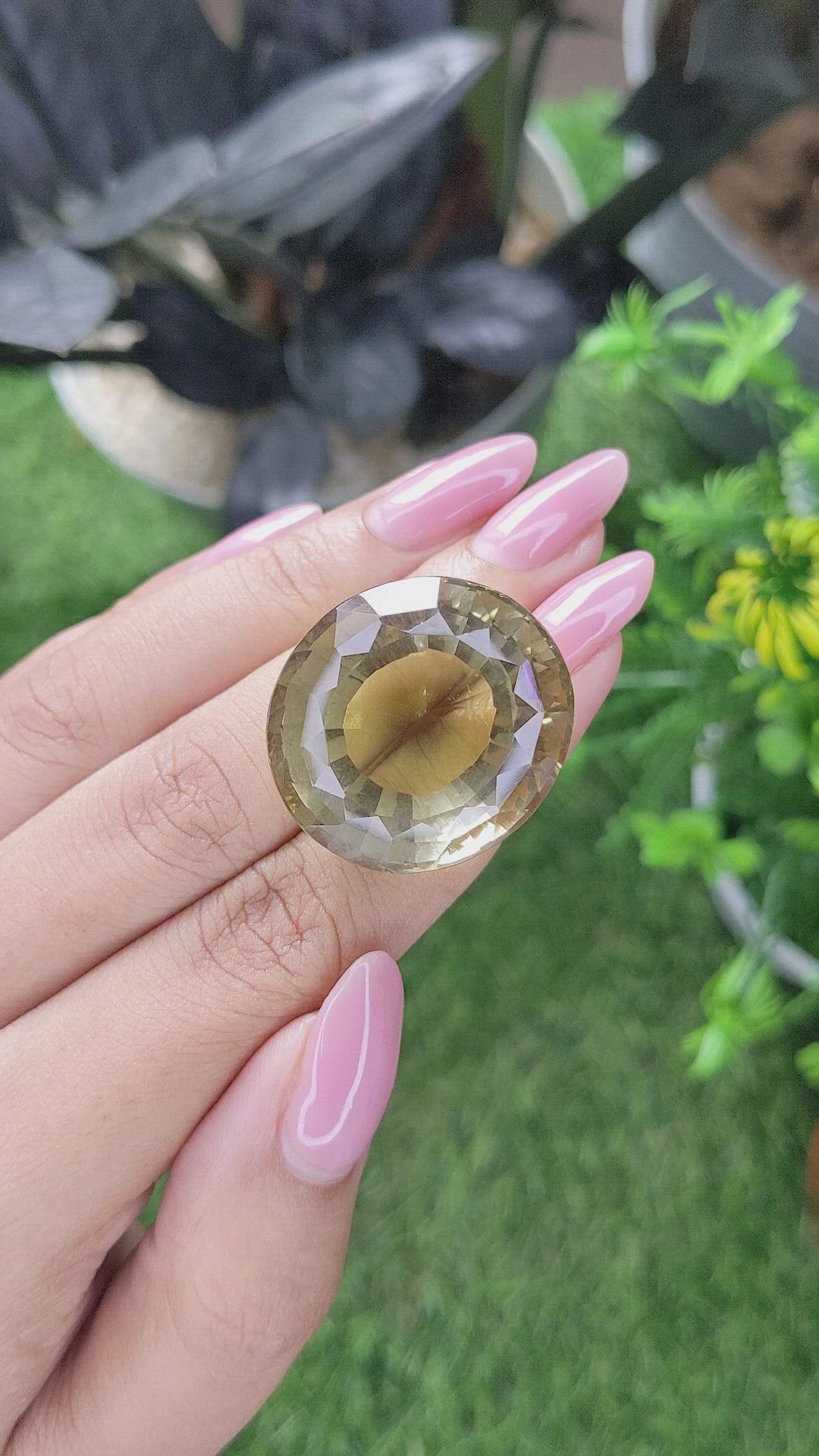 76.16 Ct. Greenish Yellow Citrine from Ceylon (Sri Lanka) Size Video