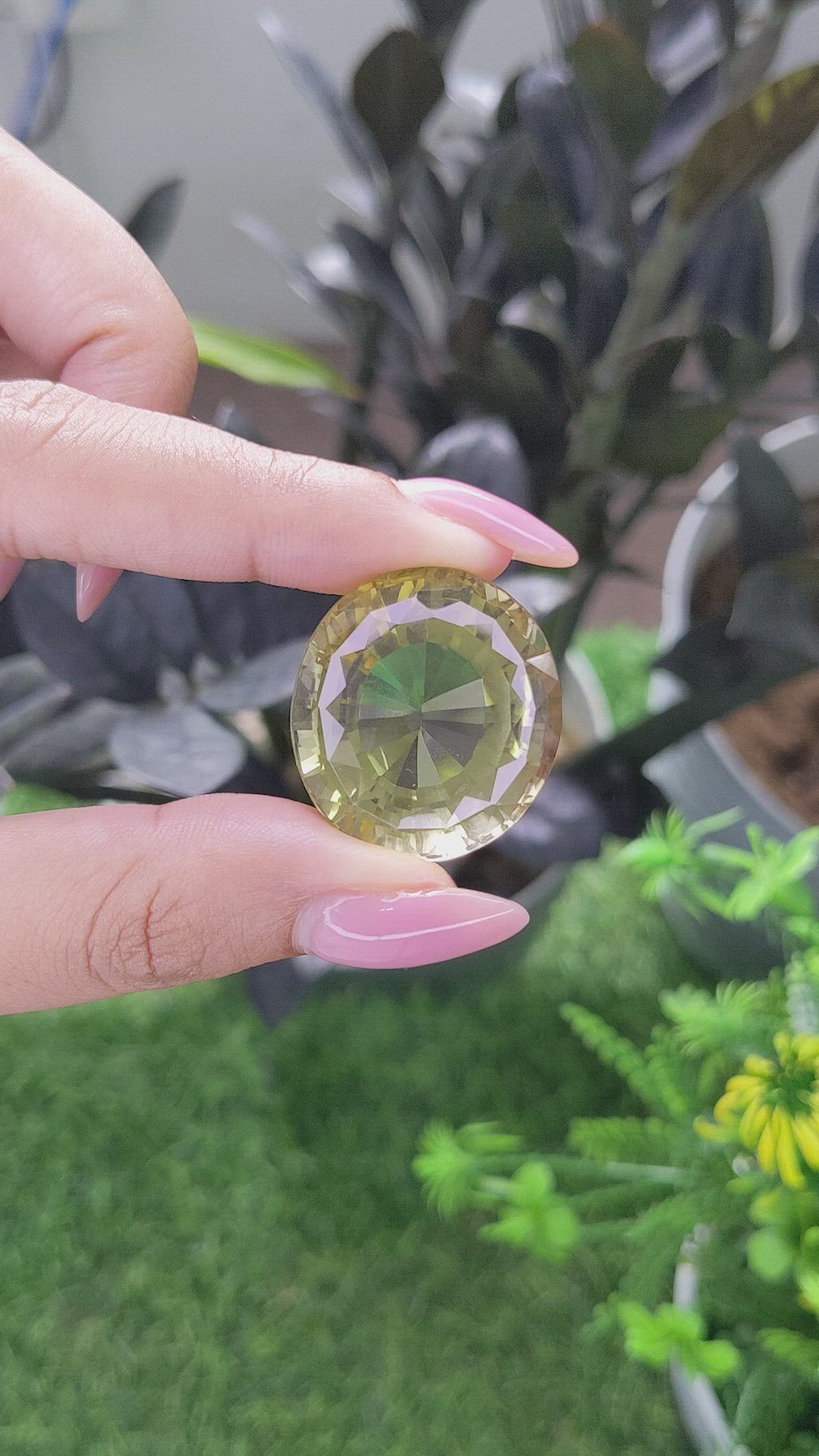 76.16 Ct. Greenish Yellow Citrine from Ceylon (Sri Lanka) Size Video