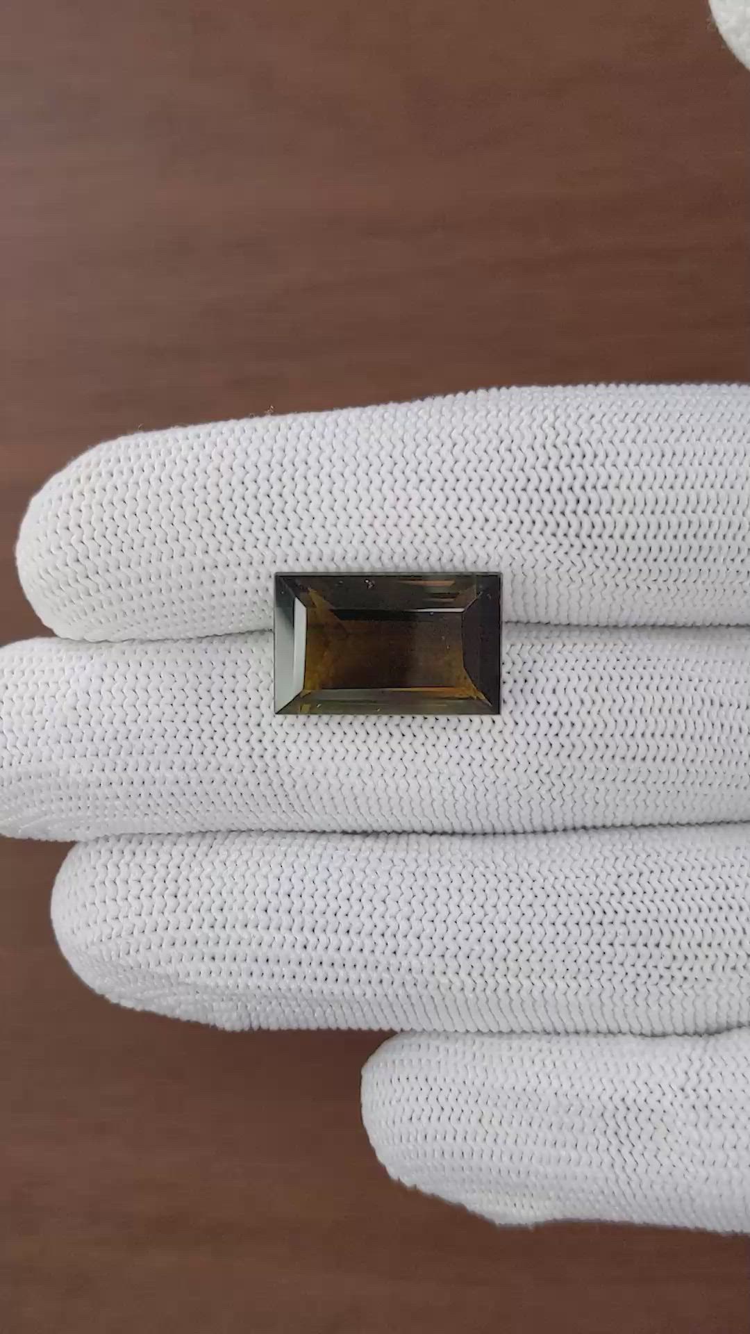 10.90 Ct. Greenish Brown Tourmaline from Ceylon (Sri Lanka) Size Video