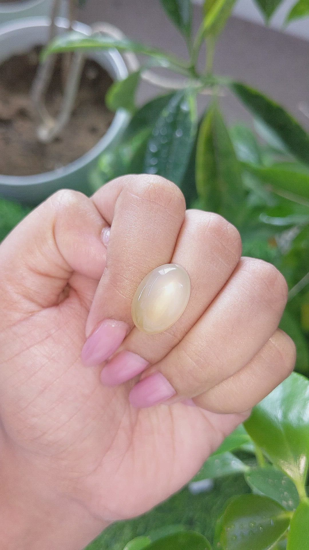 12.61 Ct. Peach Cabochon Moonstone from Ceylon (Sri Lanka) Size Video