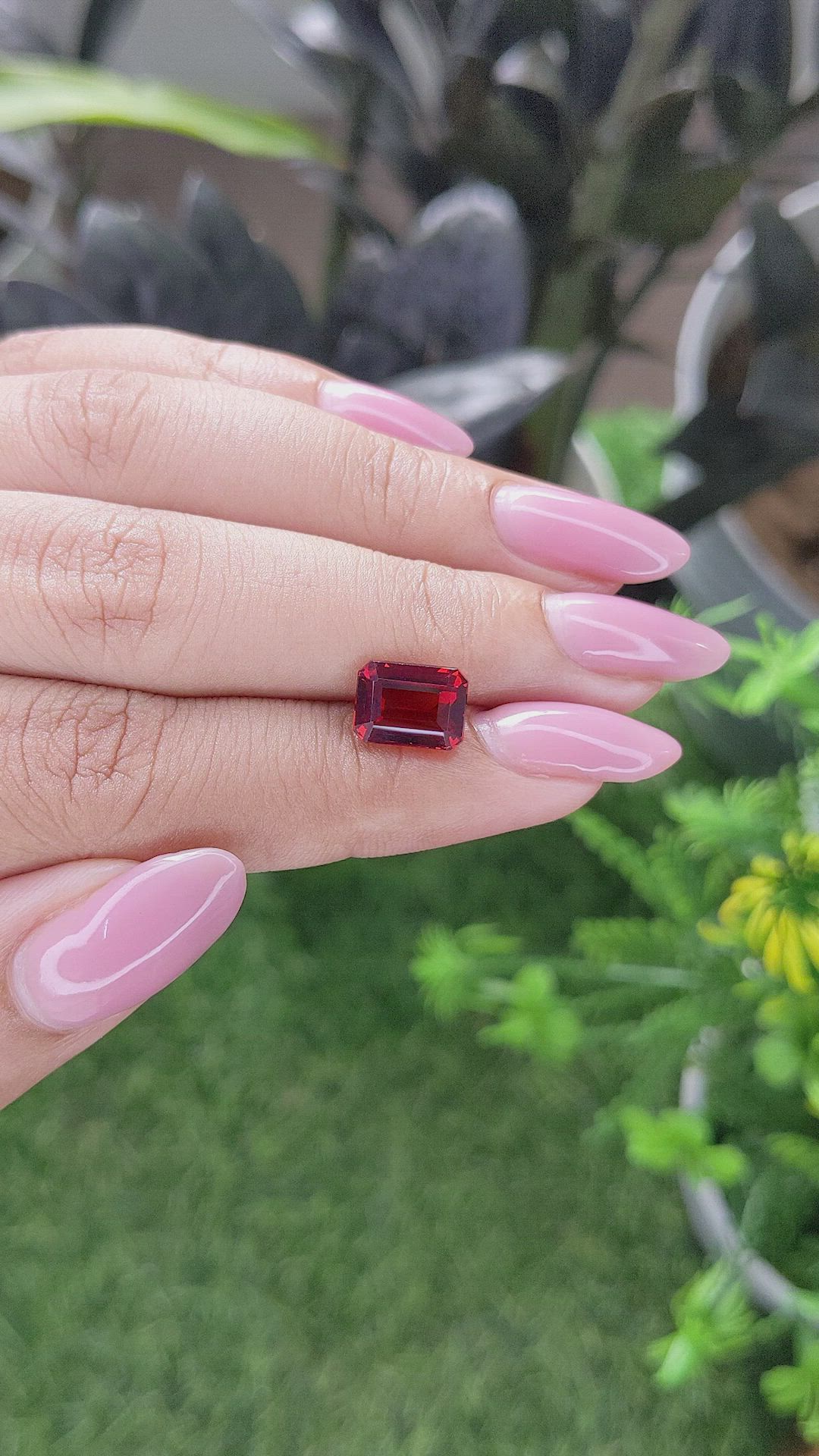 3.40 Ct. Orangish Red Garnet from Ceylon (Sri Lanka) Size Video