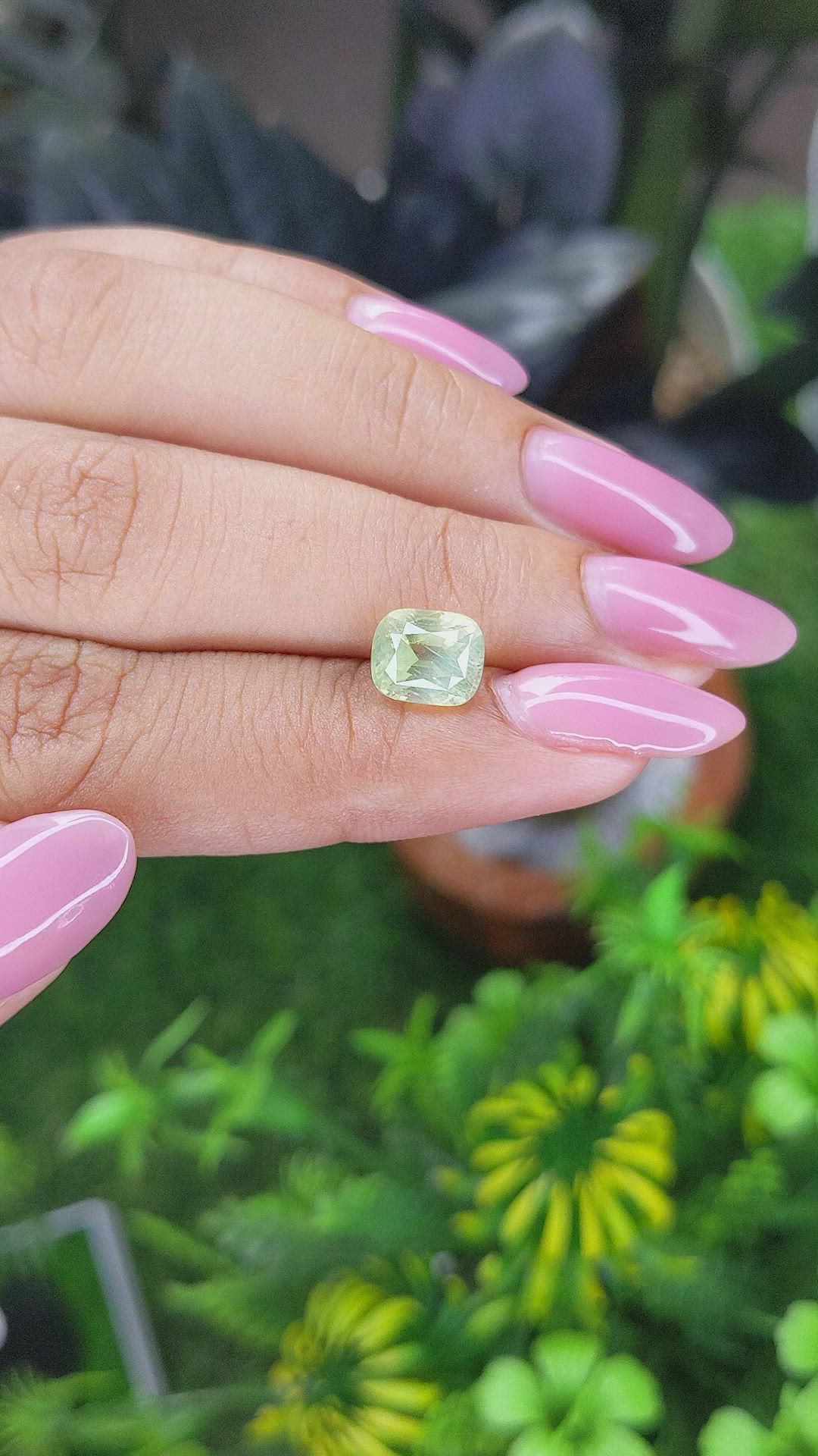 2.65 Ct. Yellowish Green Chrysoberyl from Ceylon (Sri Lanka) Size Video