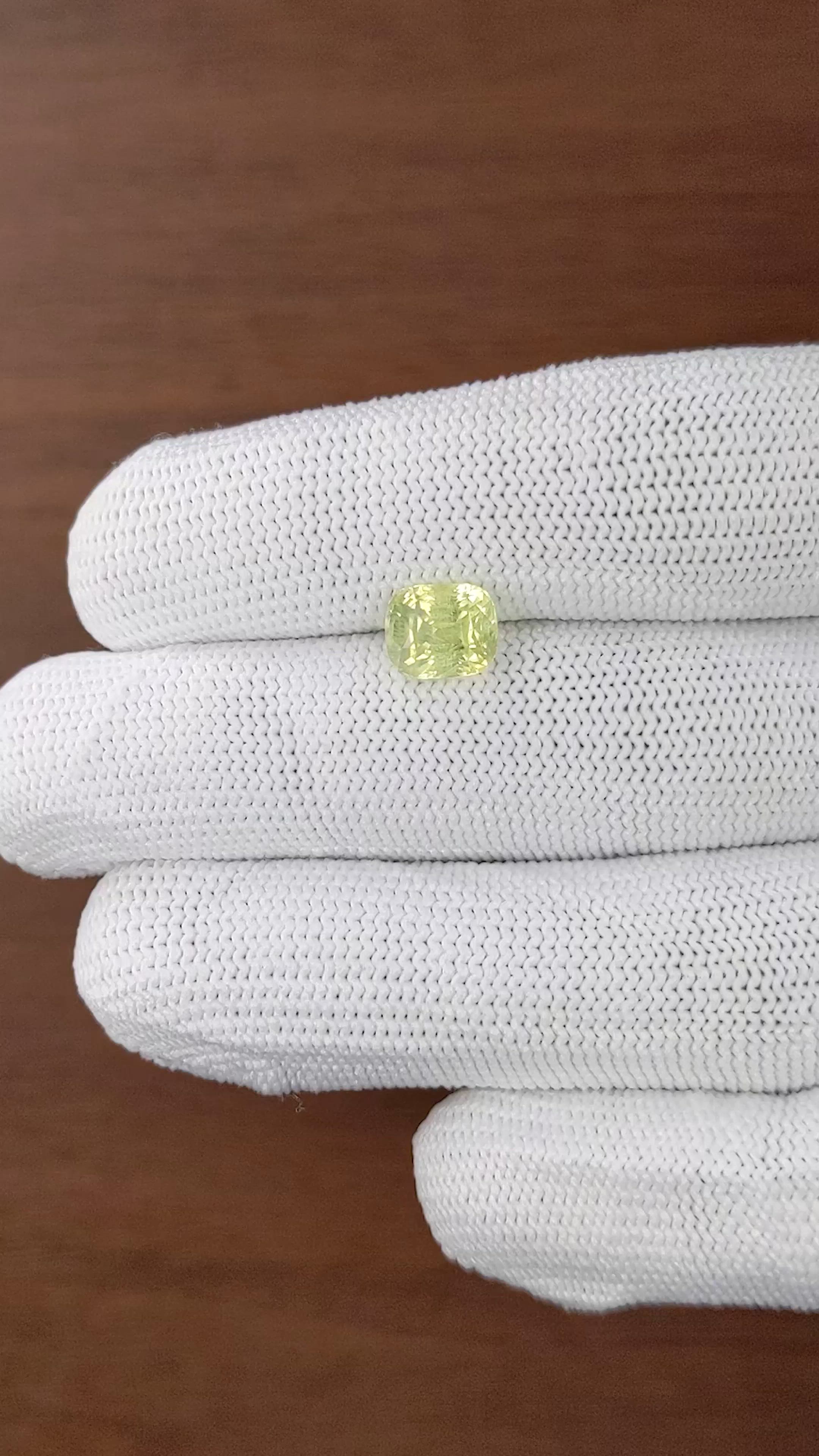 2.65 Ct. Yellowish Green Chrysoberyl from Ceylon (Sri Lanka) Size Video