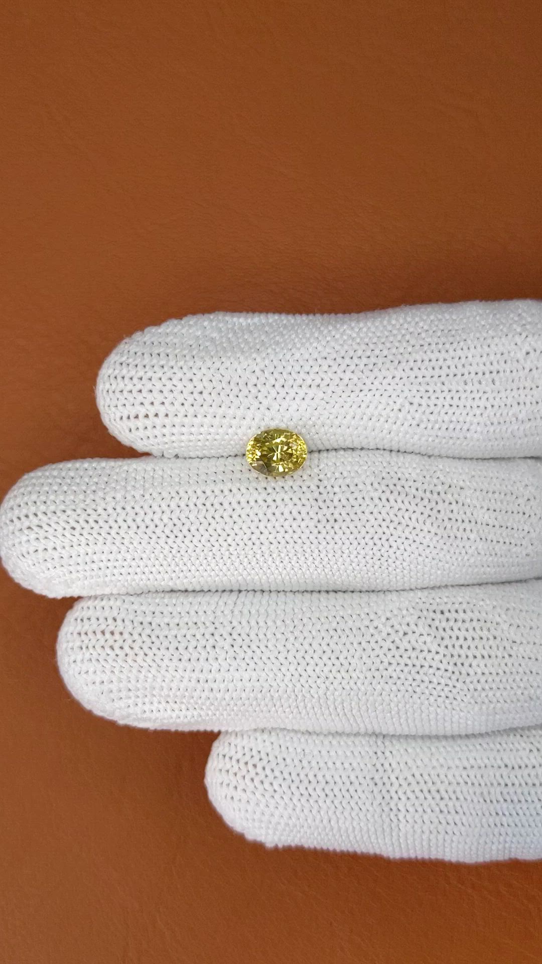1.68 Ct. Greenish Yellow Zircon from Ceylon (Sri Lanka) Size Video
