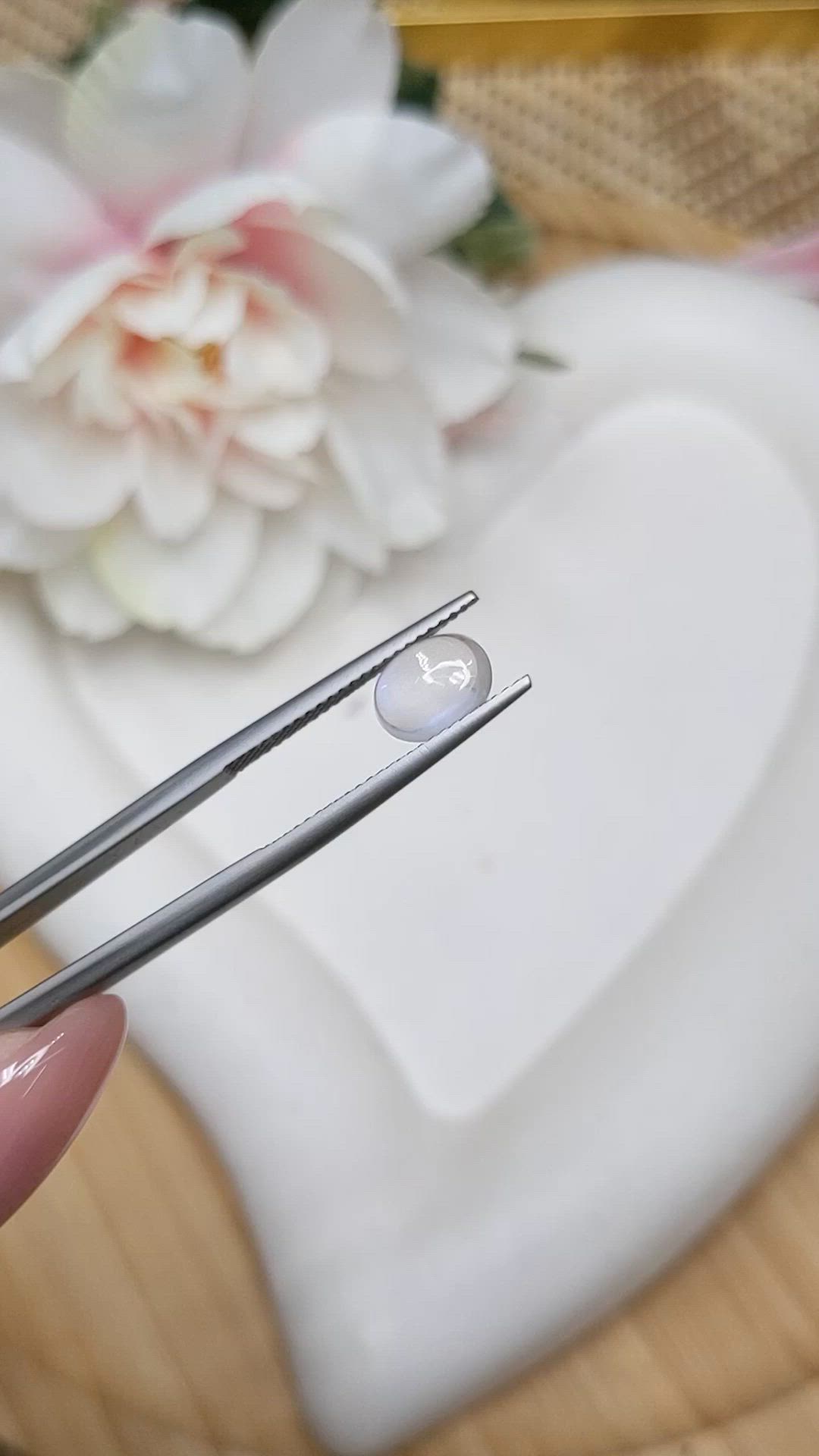 1.19 Ct. Blue Flash Cabochon Moonstone from Ceylon (Sri Lanka) Size Video