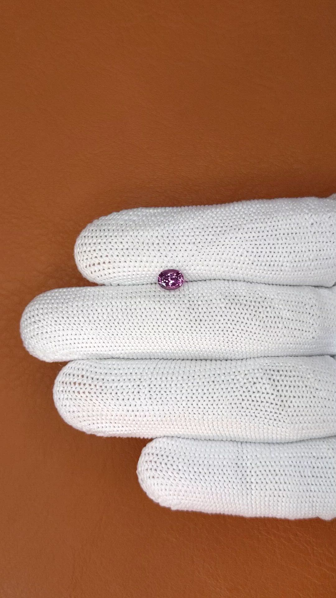 0.65 Ct. Pinkish Purple Spinel from Ceylon (Sri Lanka) Size Video