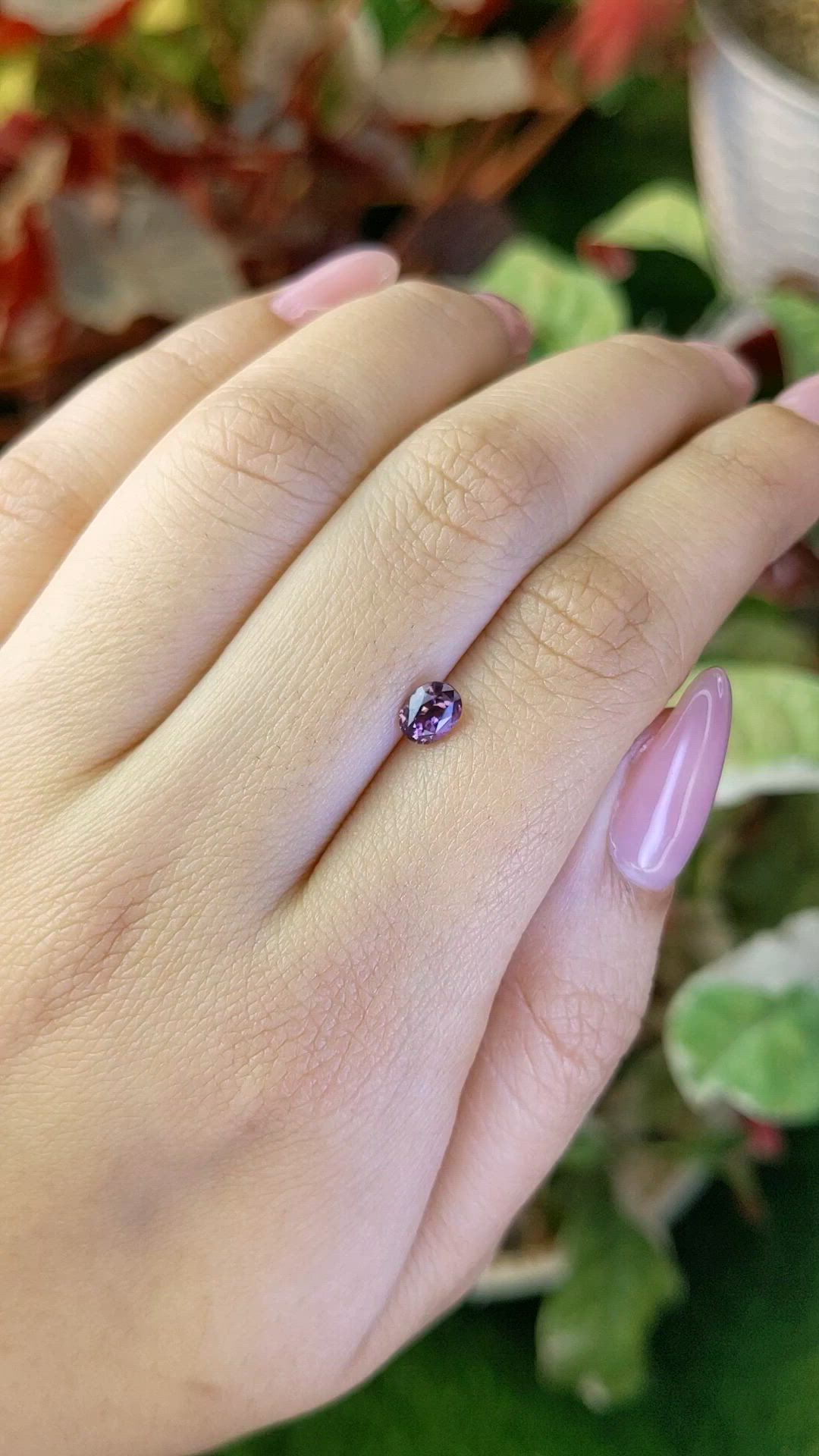 0.65 Ct. Pinkish Purple Spinel from Ceylon (Sri Lanka) Size Video