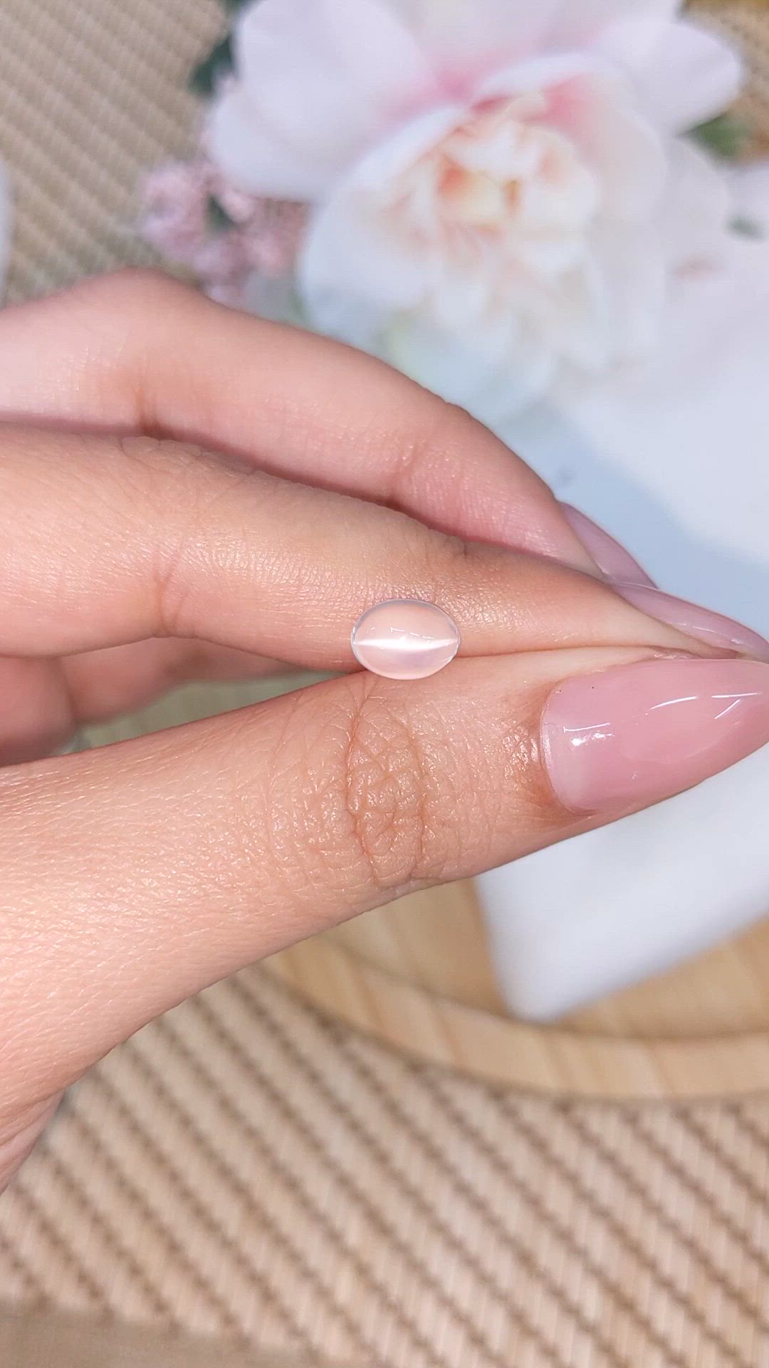 1.33 Ct. White Cabochon Moonstone from Ceylon (Sri Lanka) Size Video