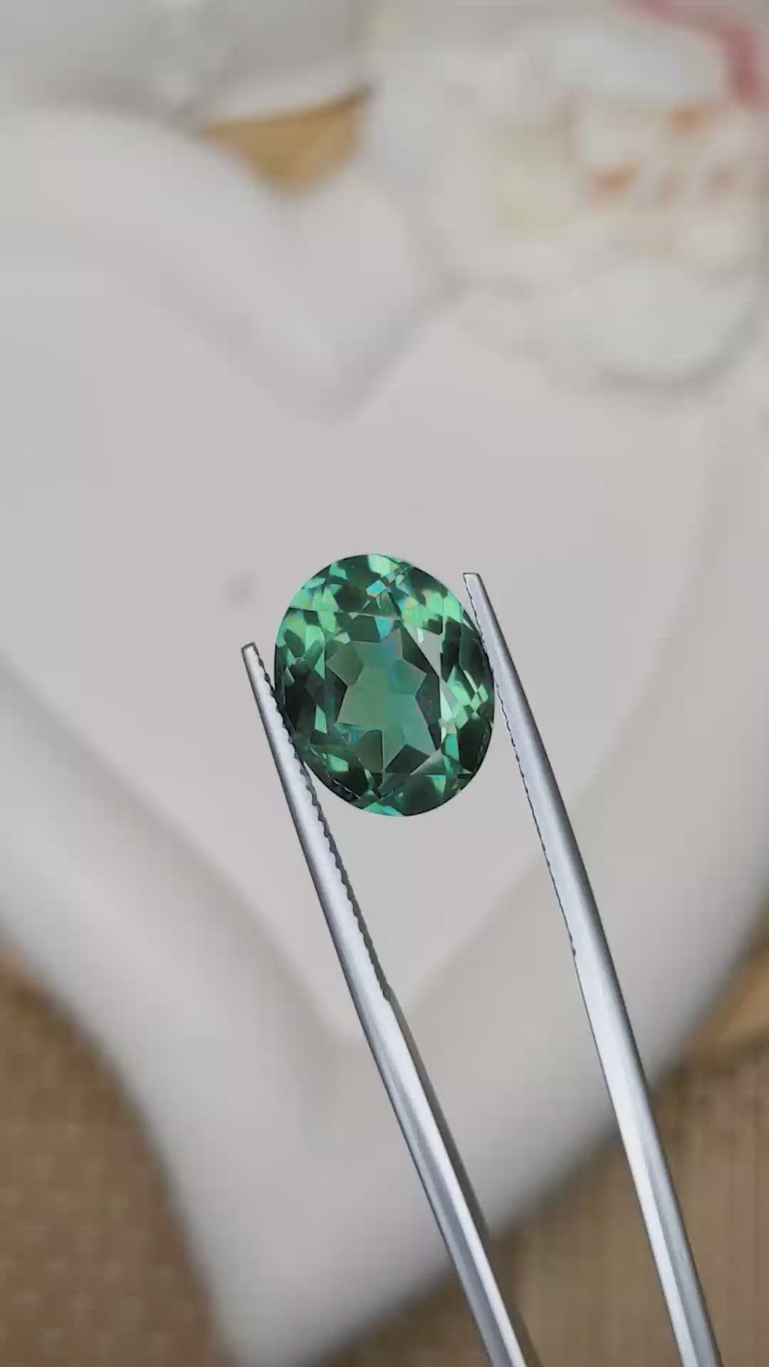 6.52 Ct. Bluish Green Prasiolite from Brazil Size Video