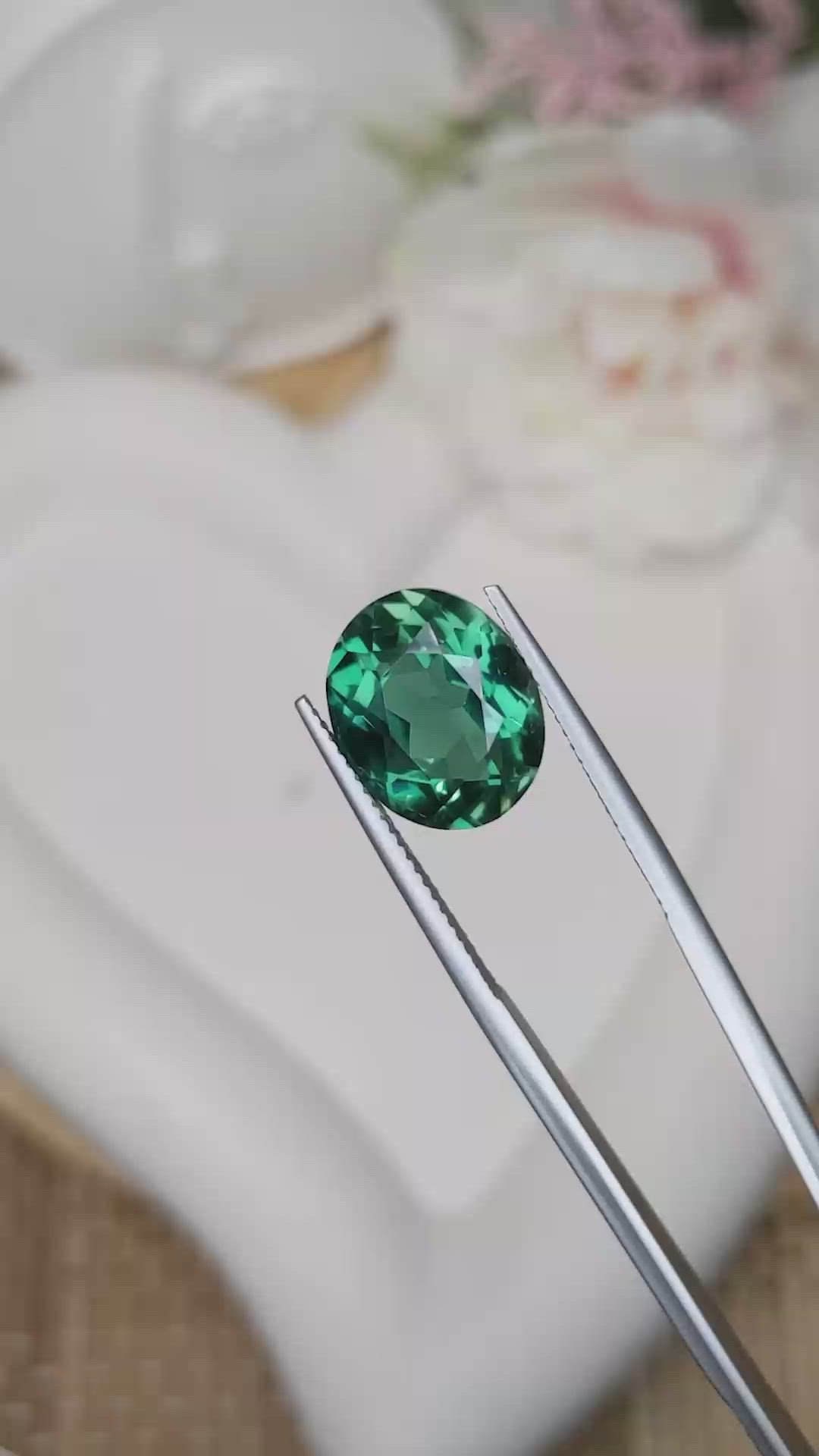 6.87 Ct. Bluish Green Prasiolite from Brazil Size Video