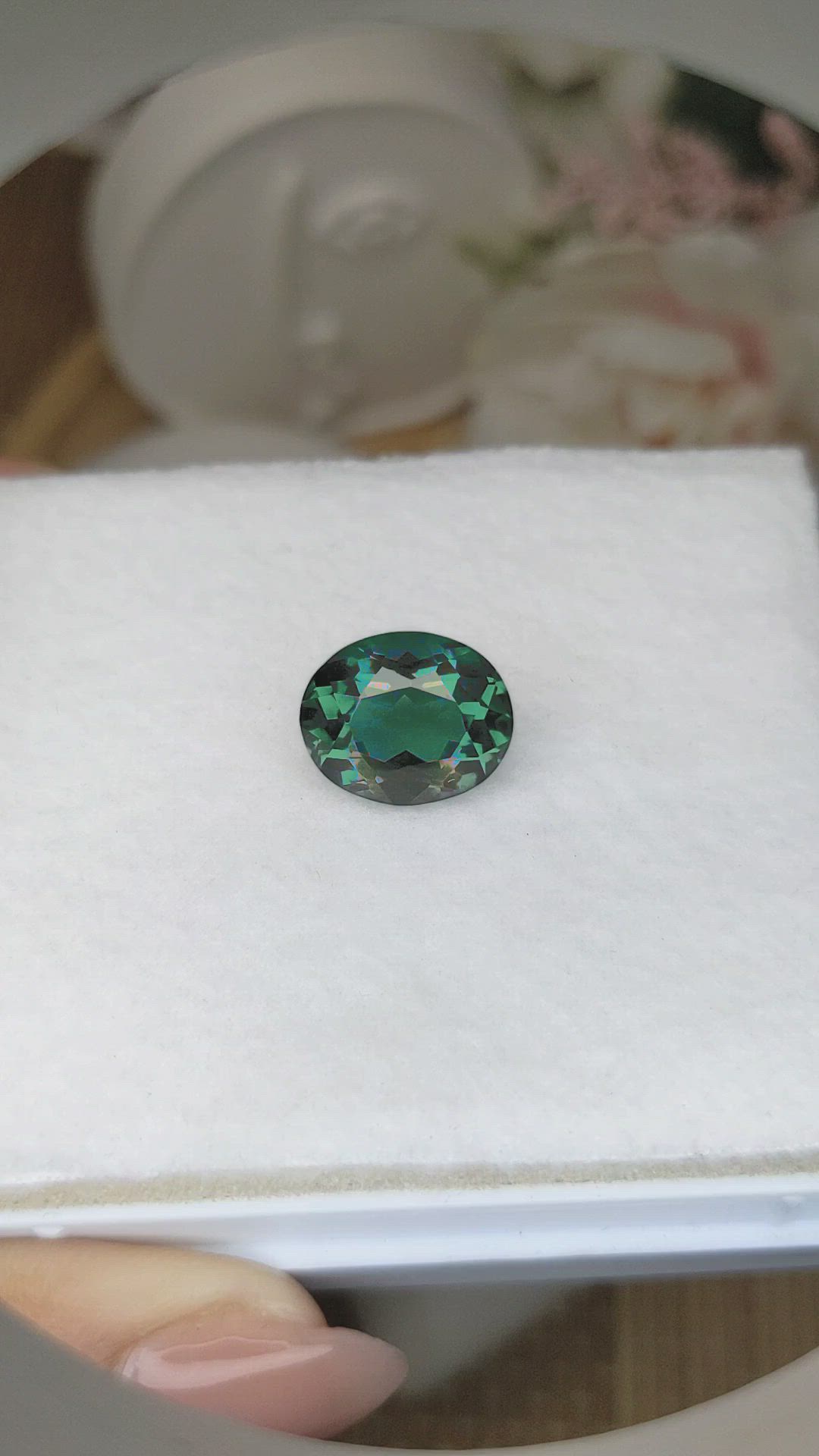 6.87 Ct. Bluish Green Prasiolite from Brazil Size Video