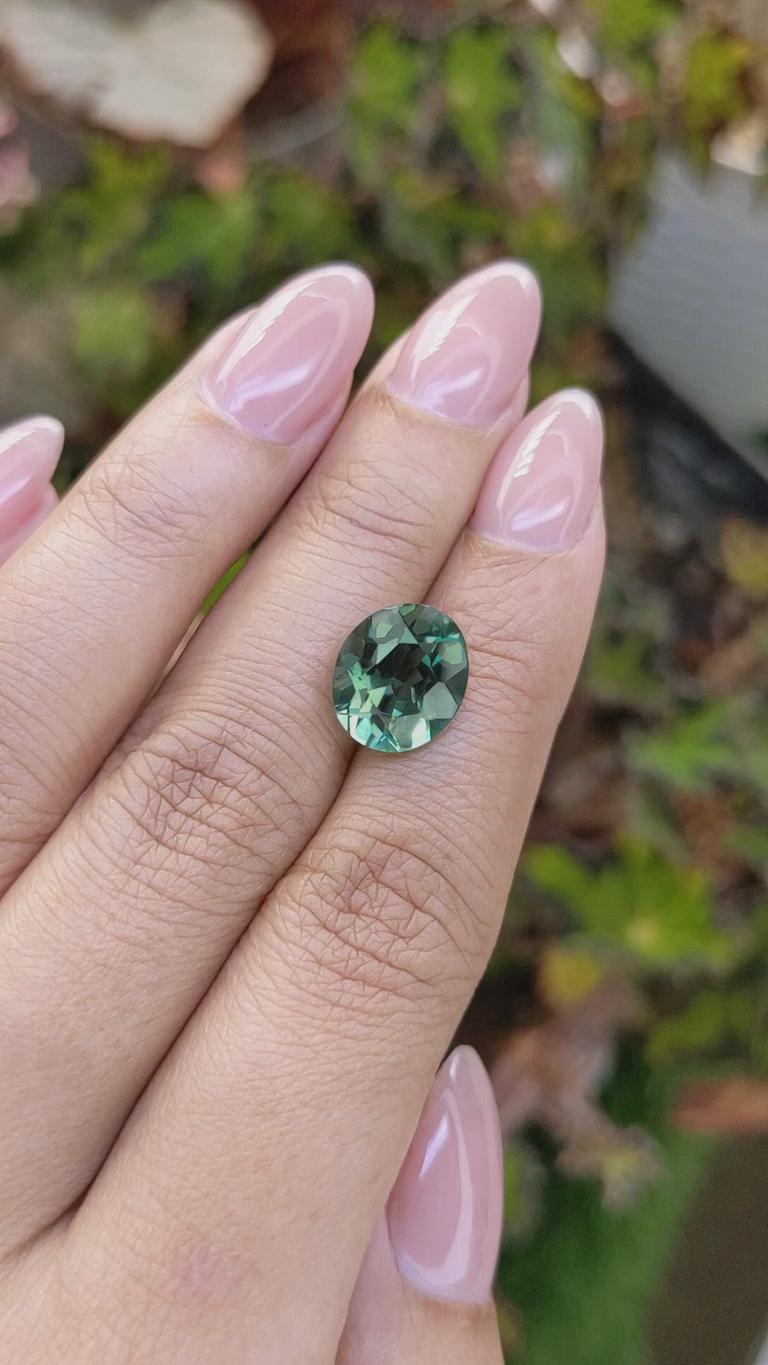 3.98 Ct. Bluish Green Prasiolite from Brazil Size Video