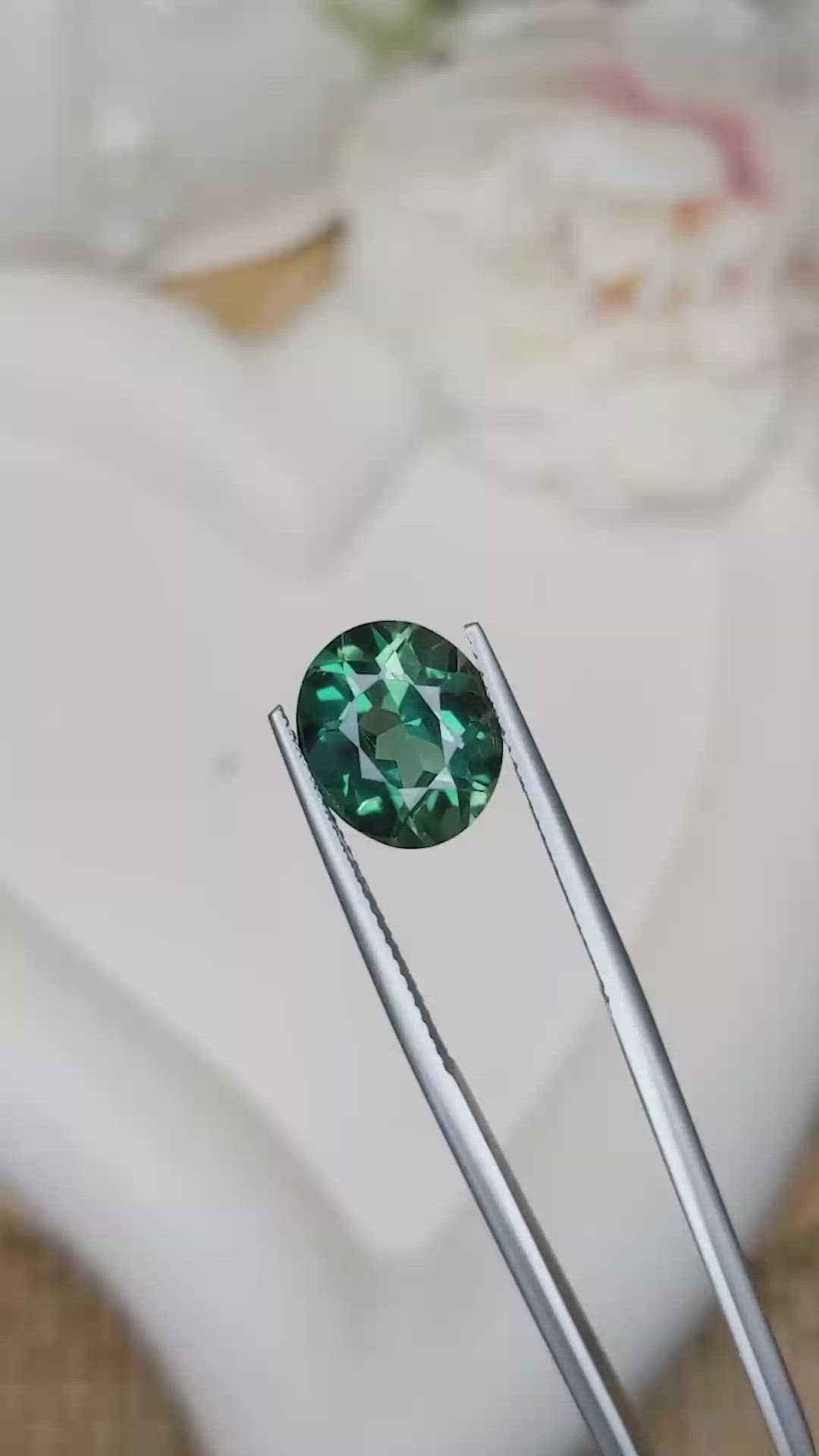 3.98 Ct. Bluish Green Prasiolite from Brazil Size Video