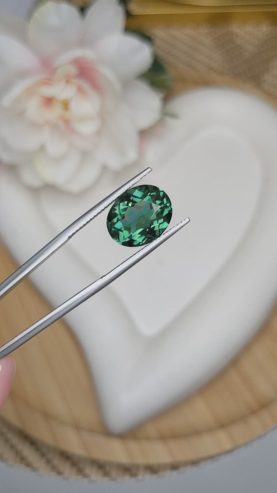 5.97 Ct. Bluish Green Prasiolite from Brazil Size Video