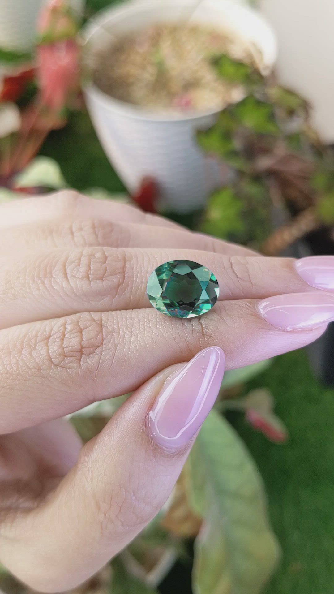 5.97 Ct. Bluish Green Prasiolite from Brazil Size Video