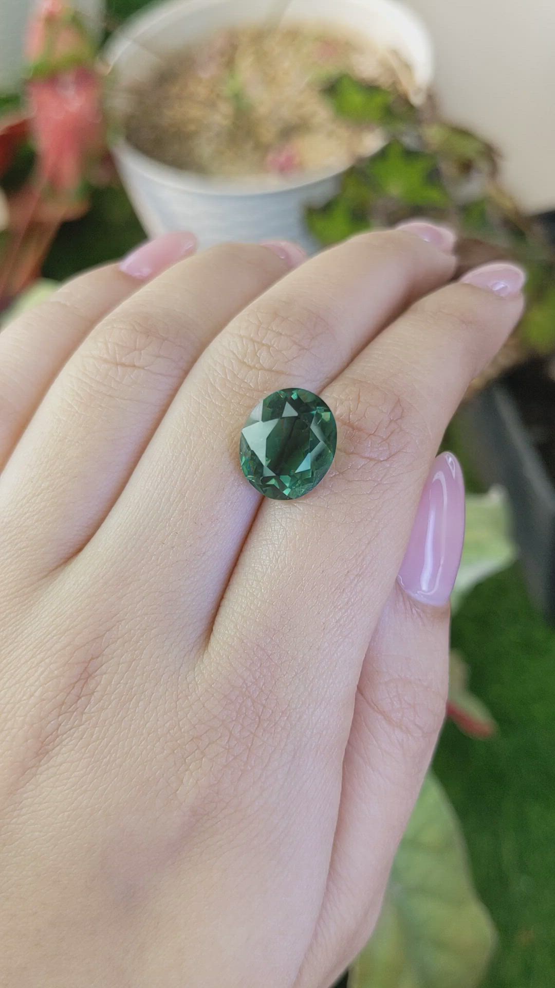 6.58 Ct. Bluish Green Prasiolite from Brazil Size Video