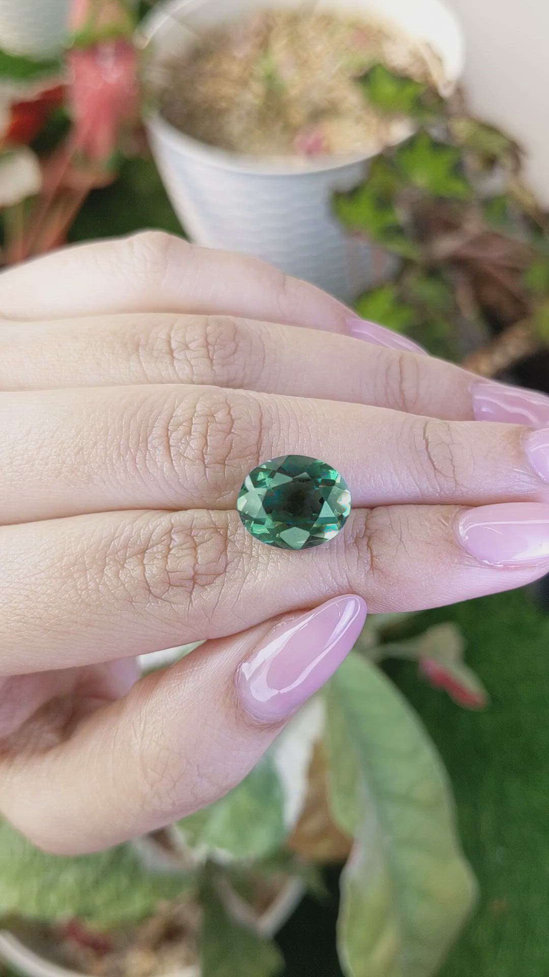 6.58 Ct. Bluish Green Prasiolite from Brazil Size Video