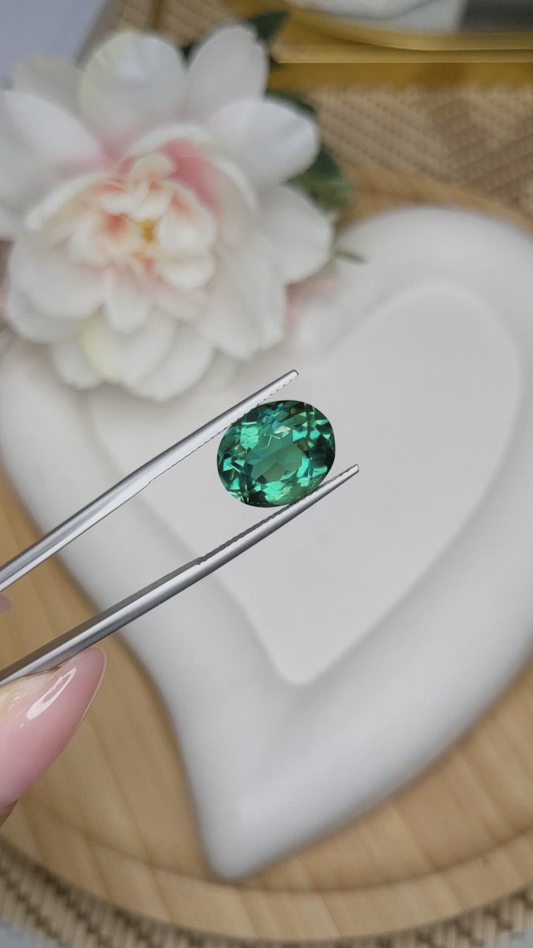 6.58 Ct. Bluish Green Prasiolite from Brazil Size Video