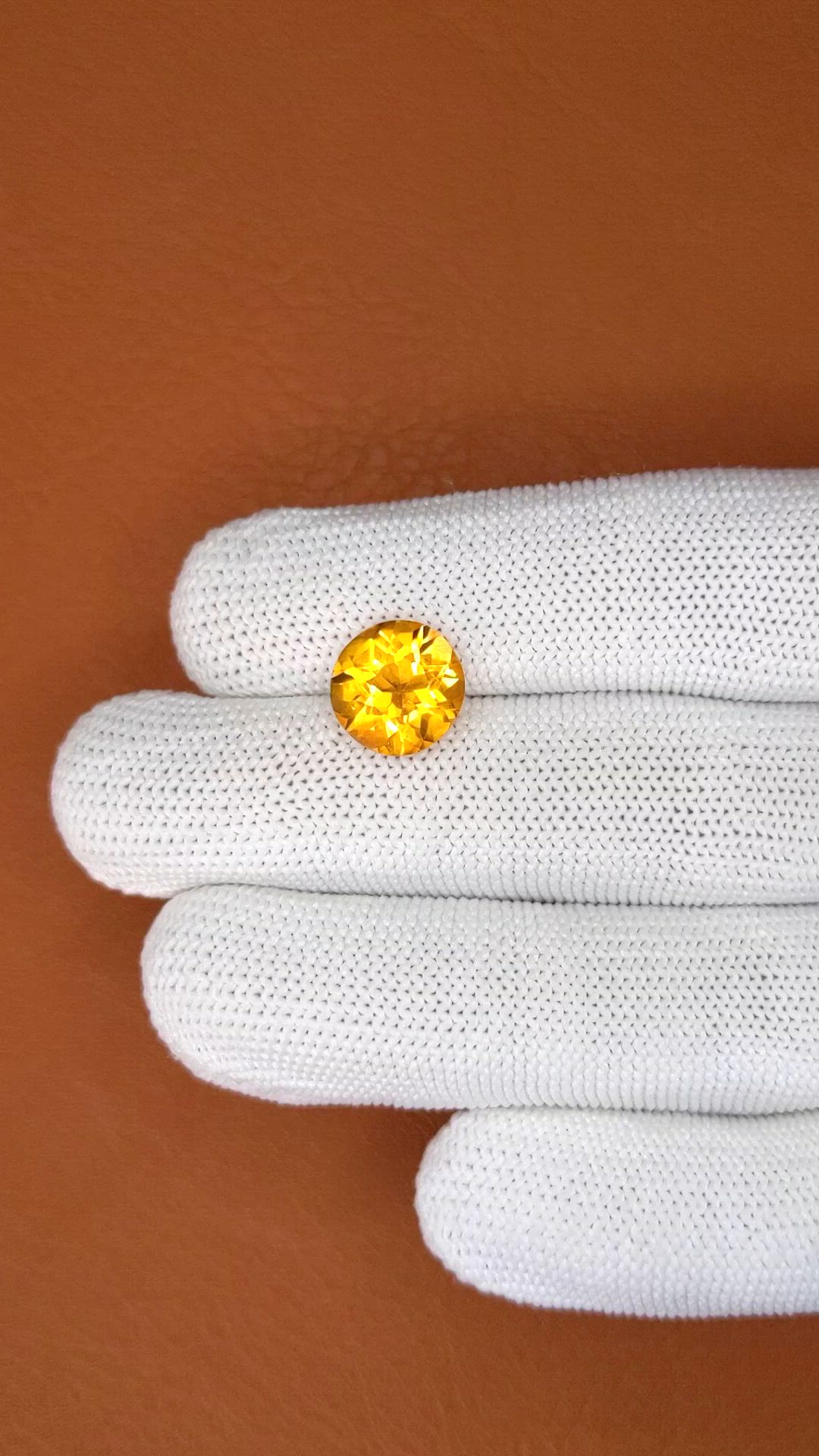 3.54 Ct. Orangish Yellow Citrine from Brazil Size Video