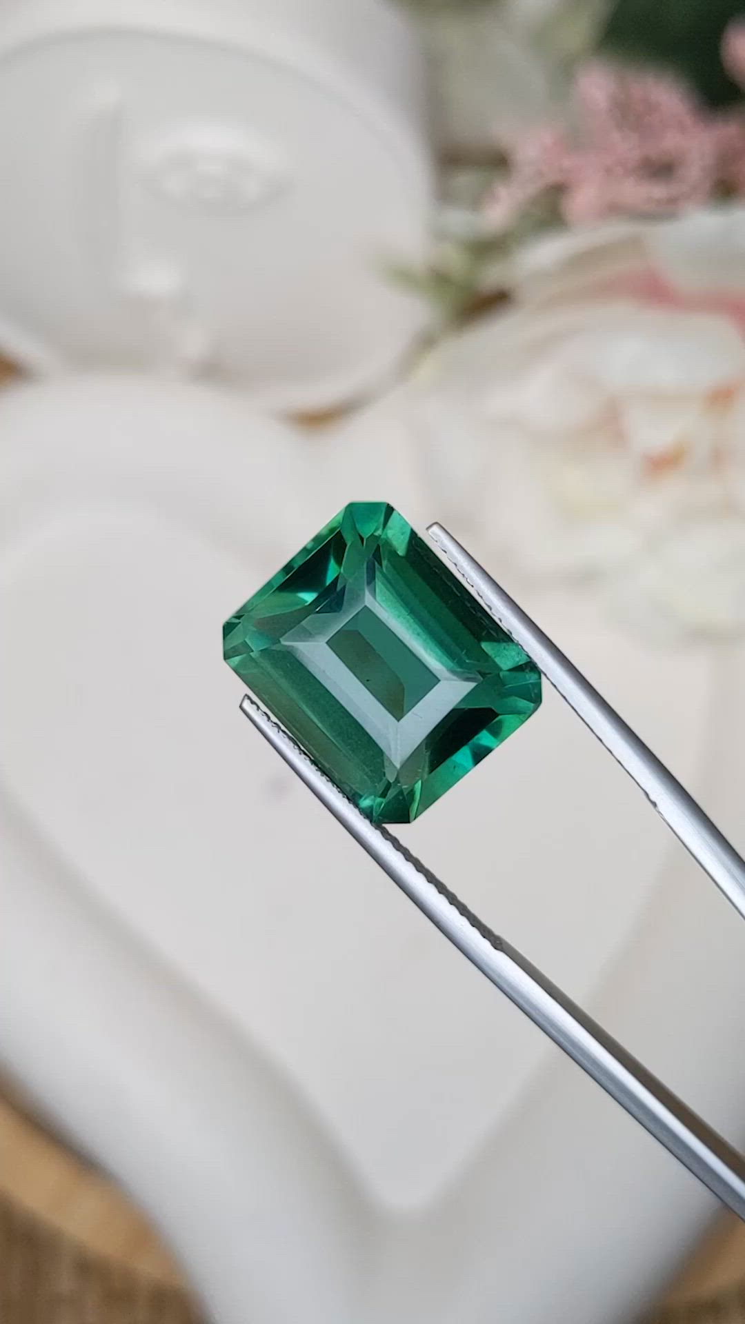 12.44 Ct. Bluish Green Prasiolite from Brazil Size Video