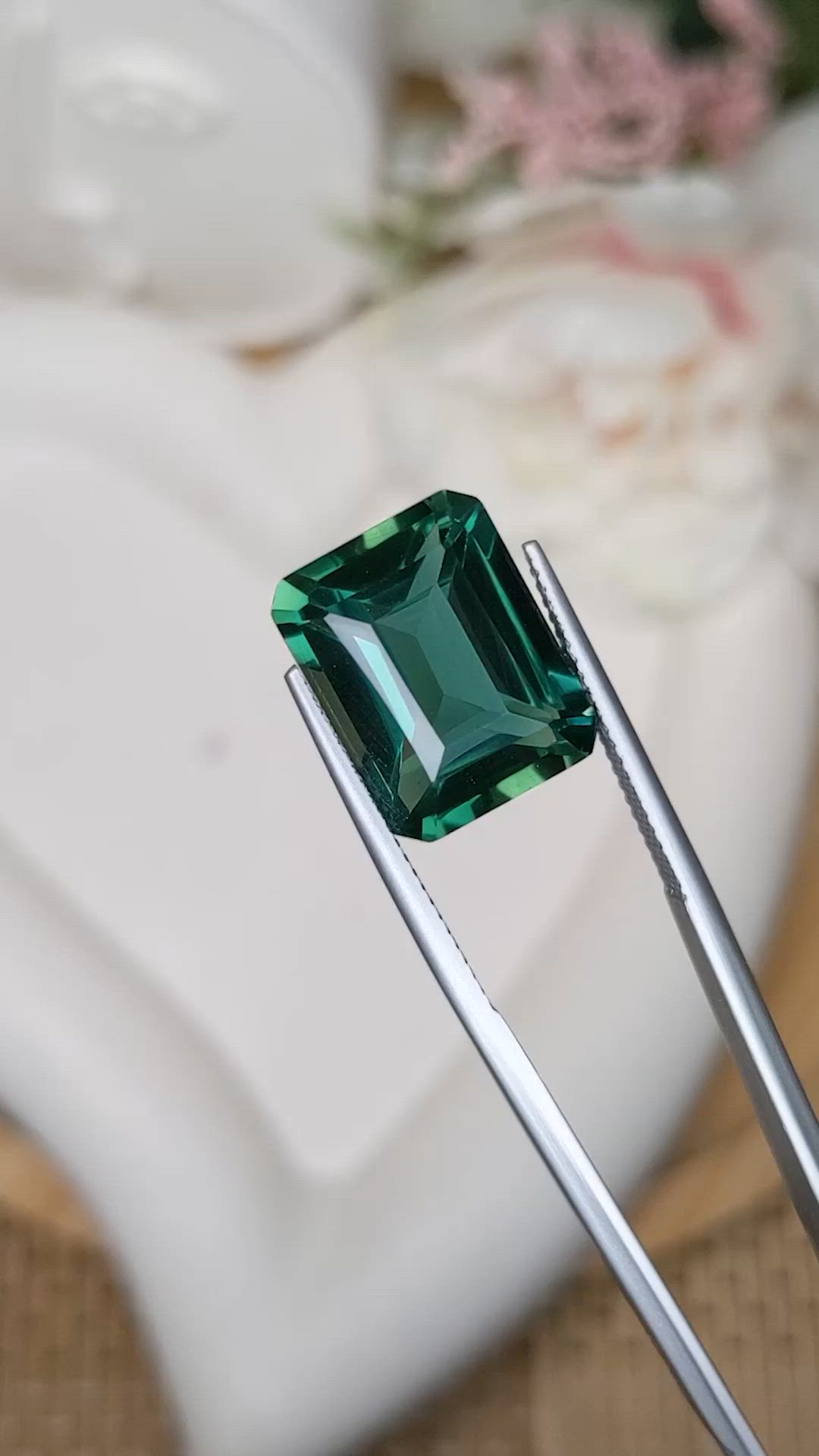 11.34 Ct. Bluish Green Prasiolite from Brazil Size Video