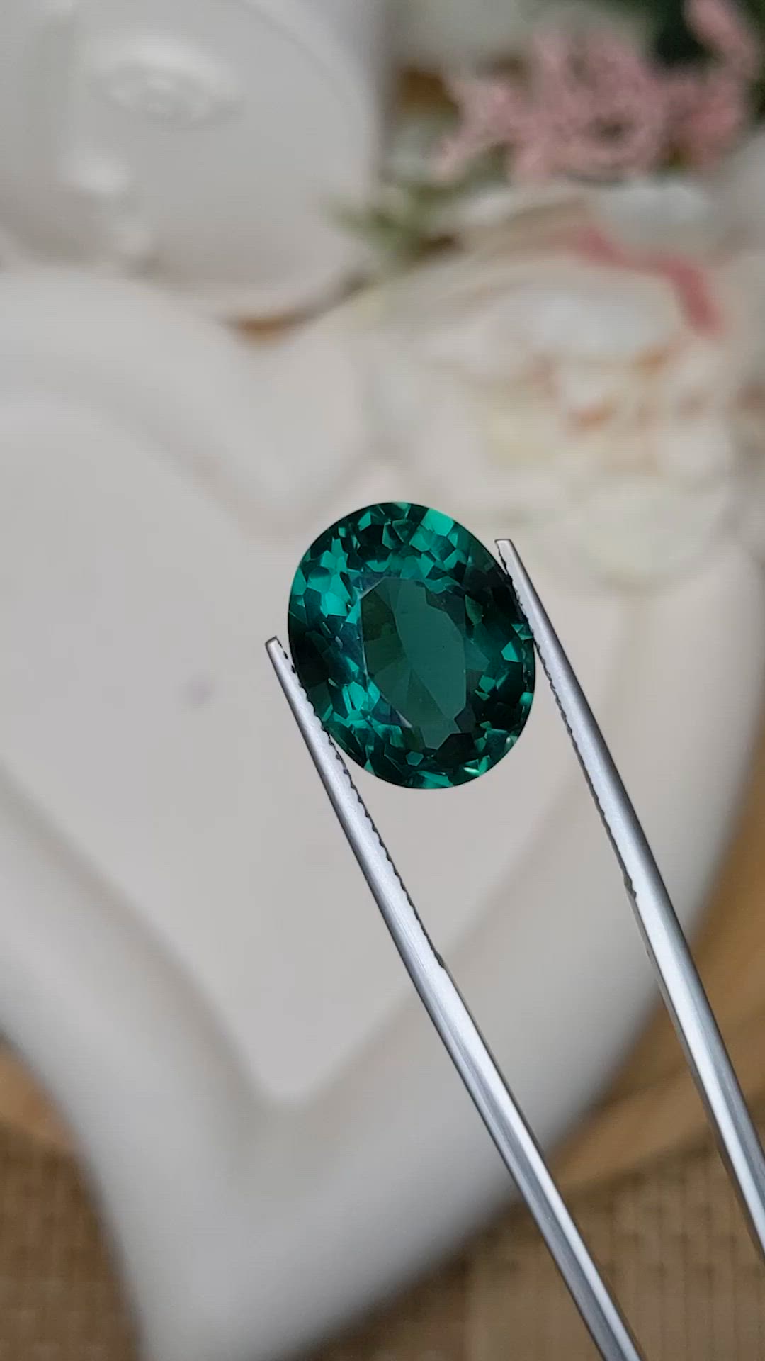 9.73 Ct. Bluish Green Prasiolite from Brazil Size Video