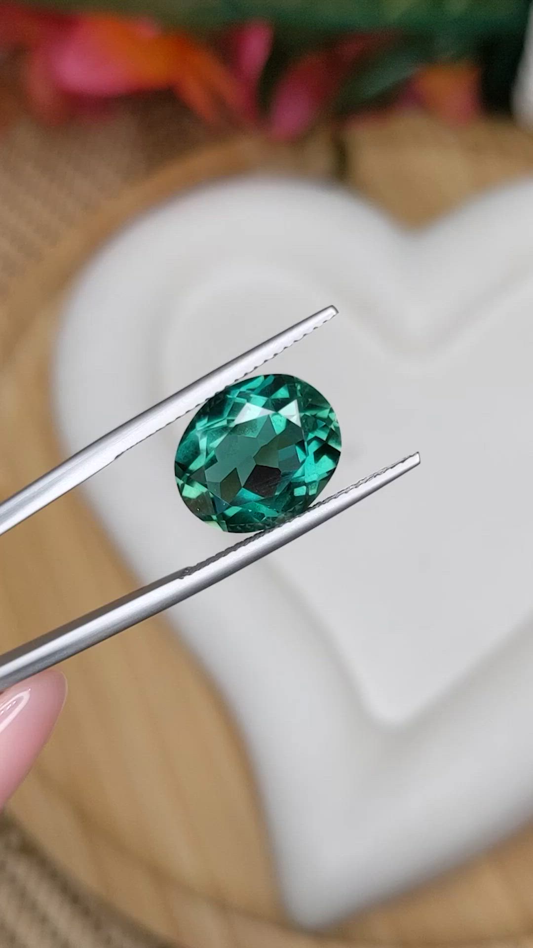 5.82 Ct. Bluish Green Prasiolite from Brazil Size Video