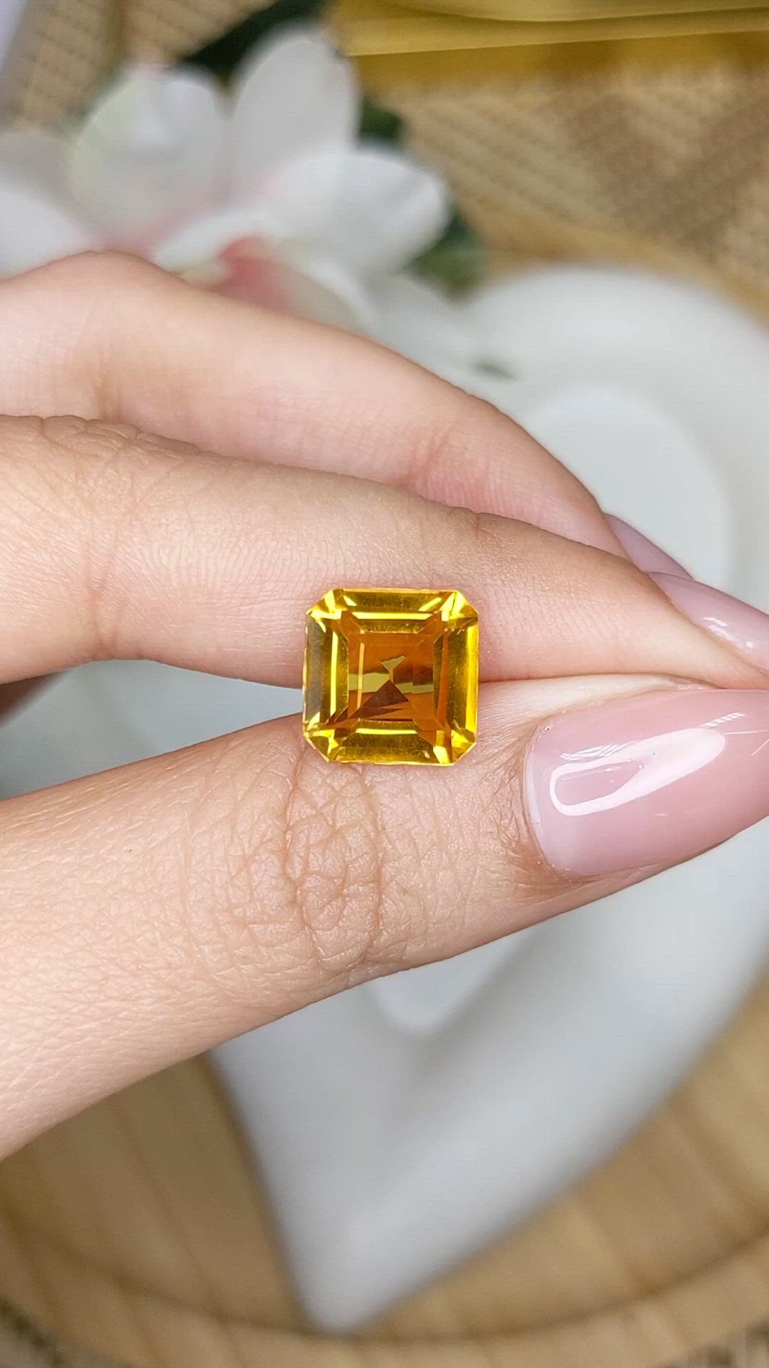 4.76 Ct. Orangish Yellow Citrine from Brazil Size Video