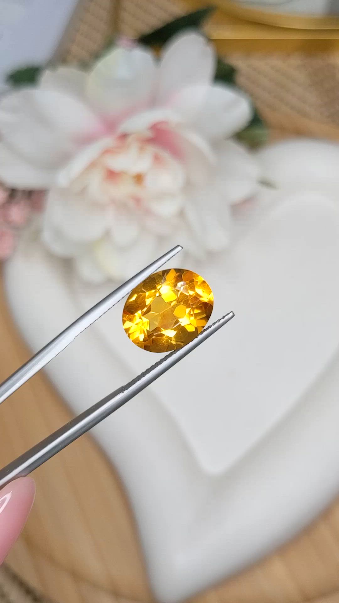 6.46 Ct. Orangish Yellow Citrine from Brazil Size Video