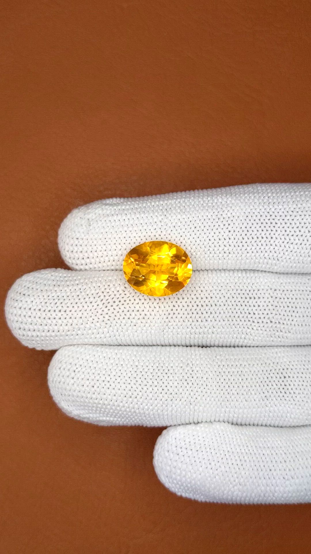 6.46 Ct. Orangish Yellow Citrine from Brazil Size Video