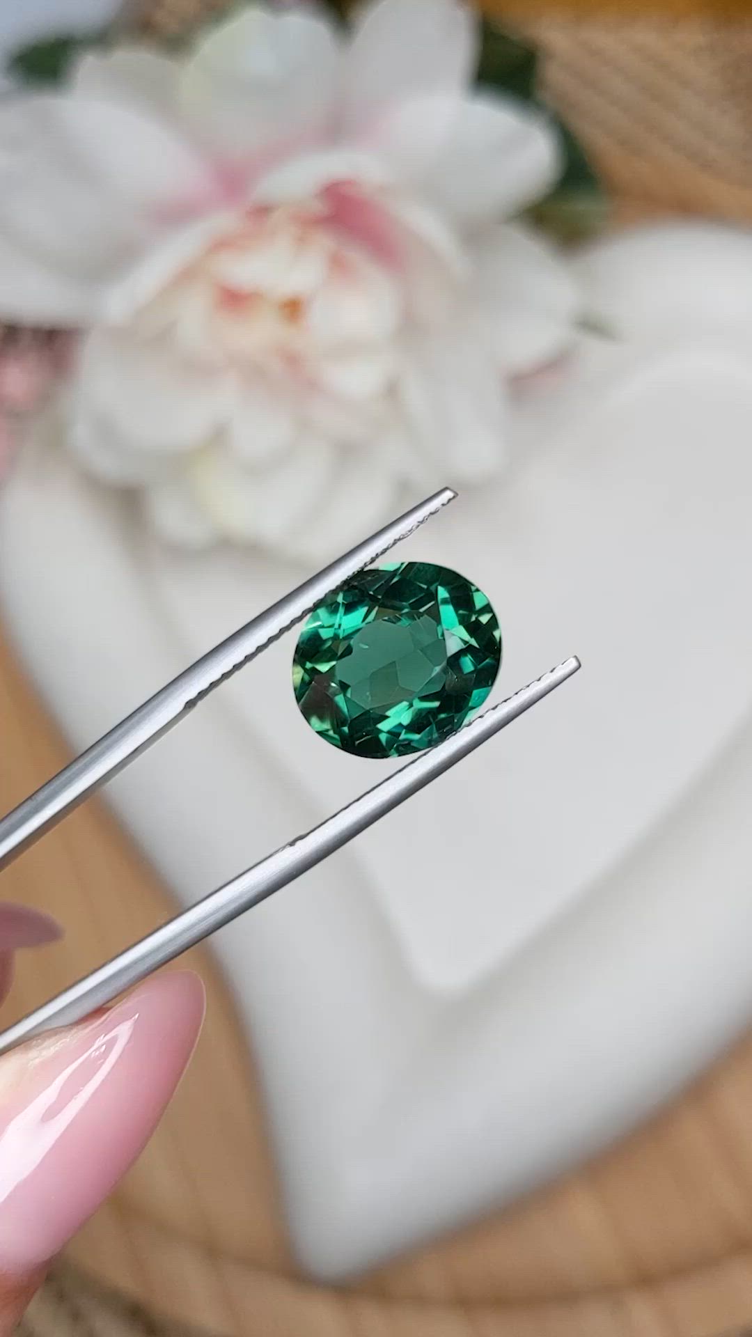 5.88 Ct. Bluish Green Prasiolite from Brazil Size Video