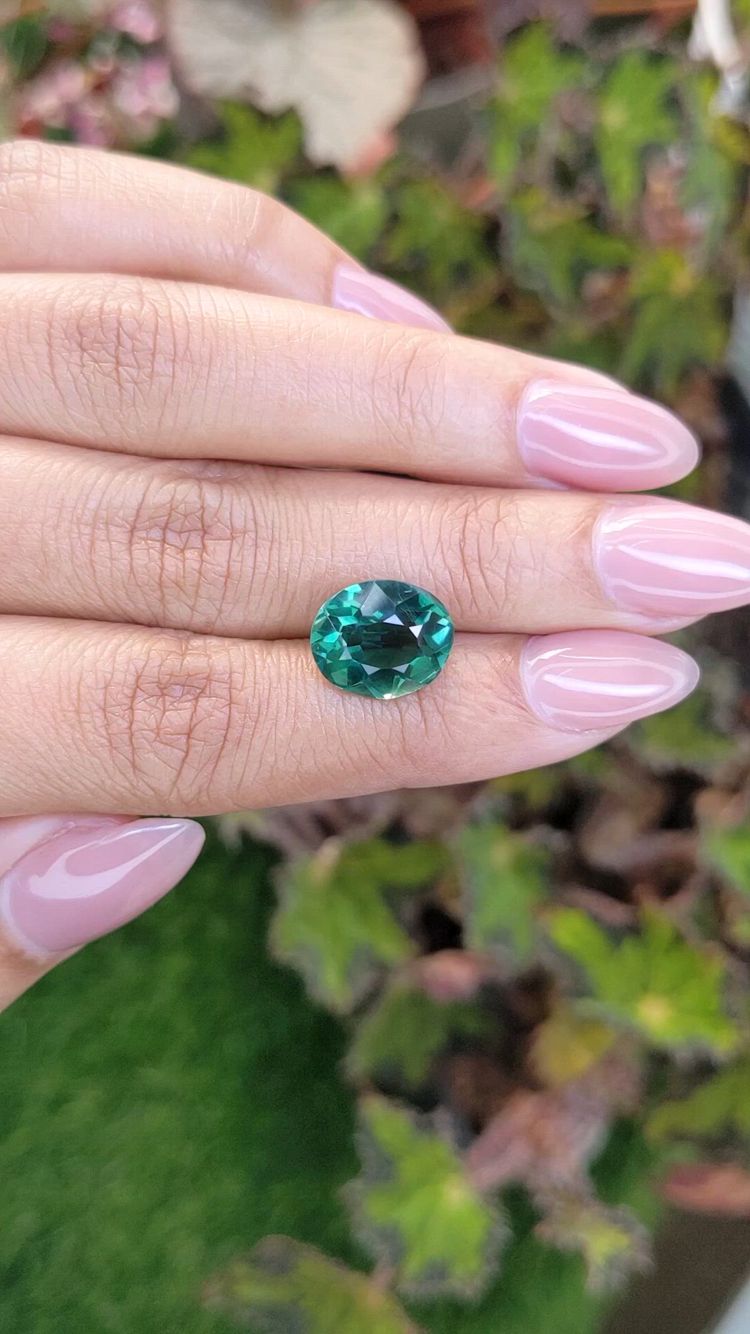 4.36 Ct. Bluish Green Prasiolite from Brazil Size Video