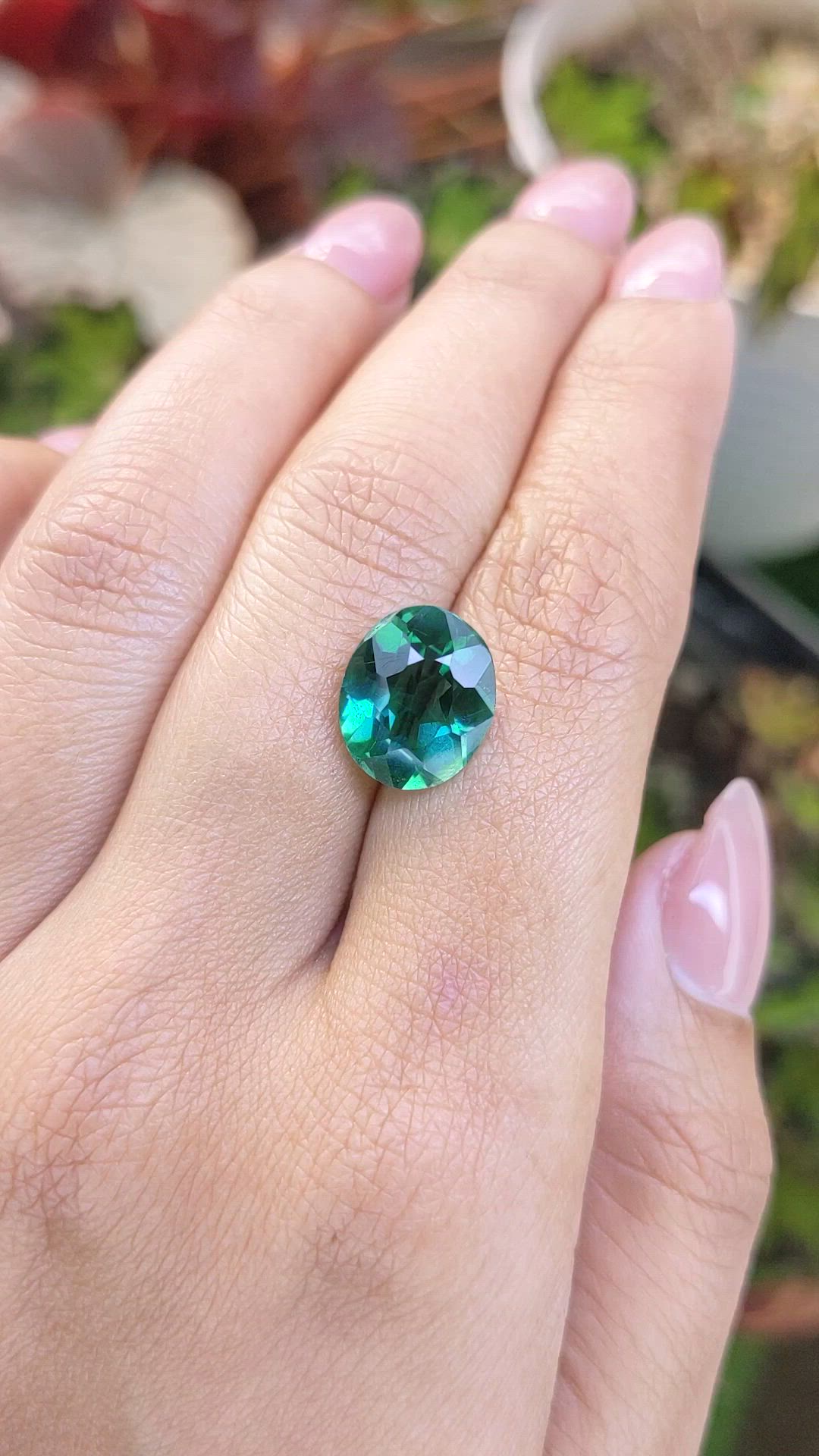 4.36 Ct. Bluish Green Prasiolite from Brazil Size Video
