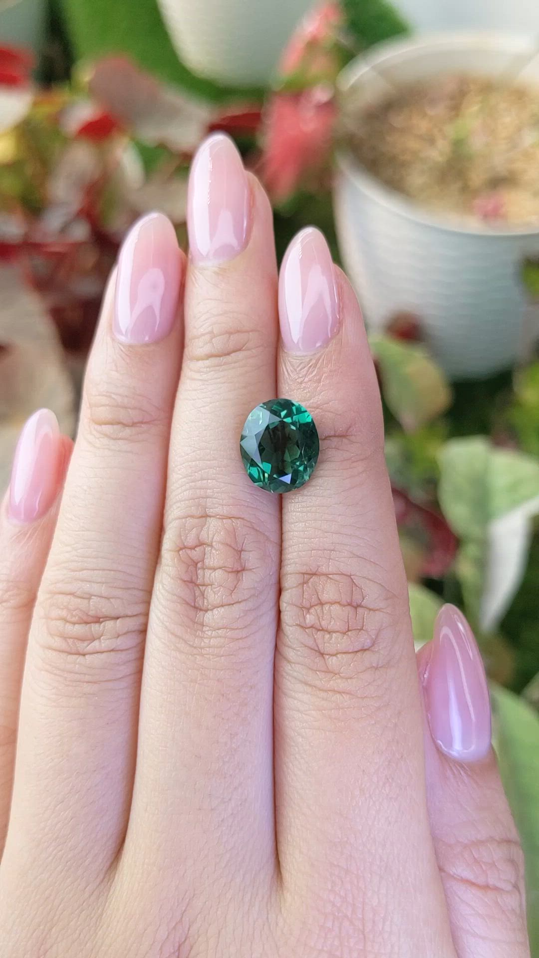 3.90 Ct. Bluish Green Prasiolite from Brazil Size Video