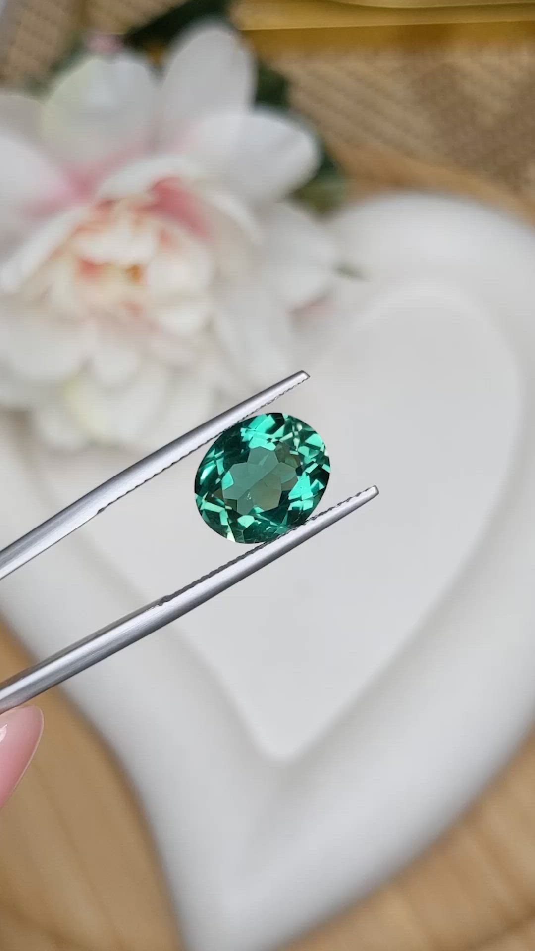 3.90 Ct. Bluish Green Prasiolite from Brazil Size Video