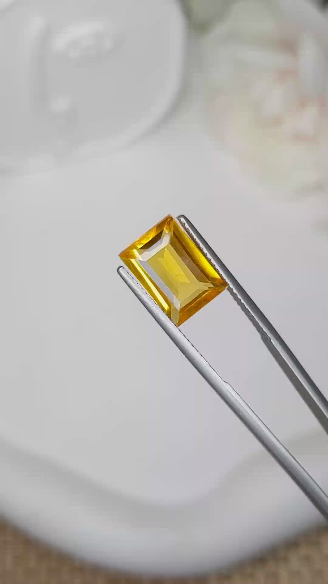 4.13 Ct. Orangish Yellow Citrine from Brazil Size Video