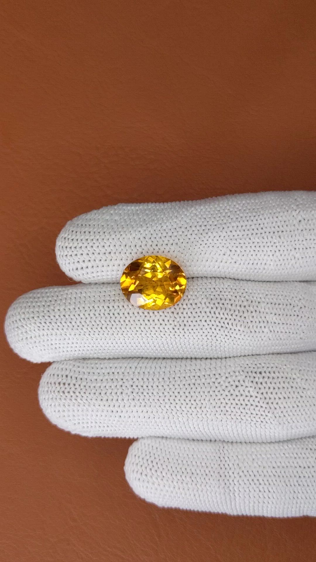 5.97 Ct. Orangish Yellow Citrine from Brazil Size Video