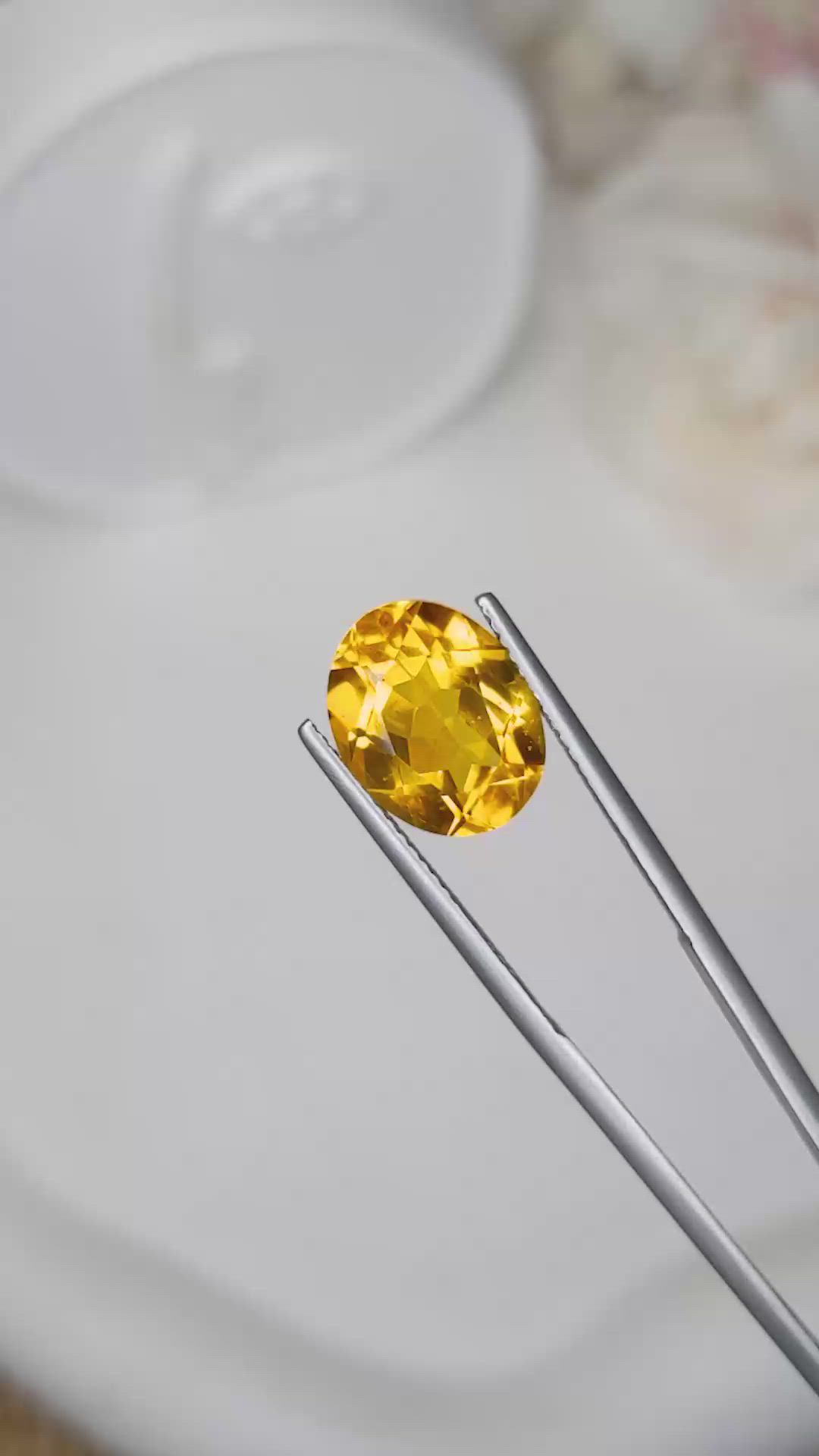 4.54 Ct. Orangish Yellow Citrine from Brazil Size Video