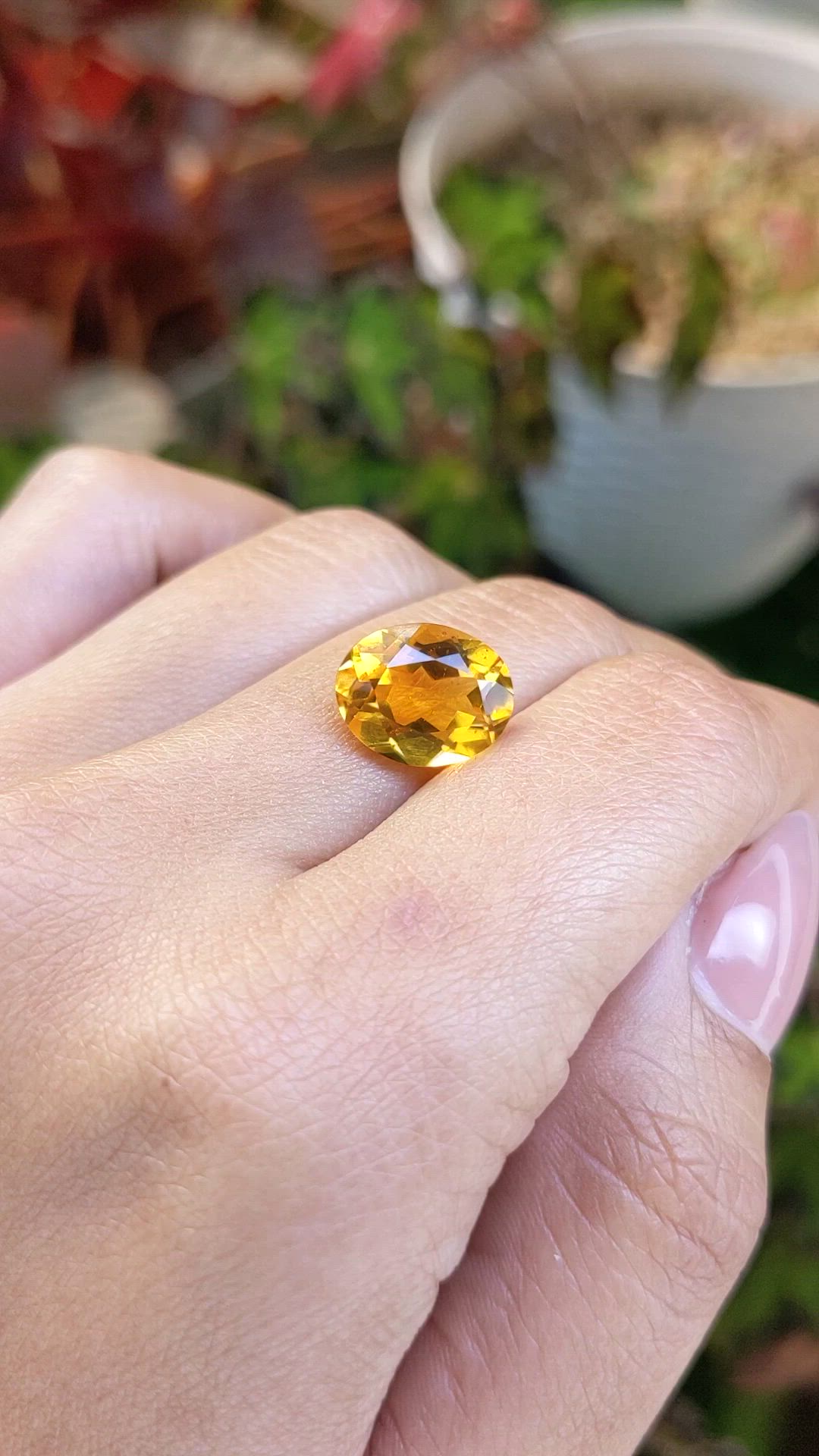 4.54 Ct. Orangish Yellow Citrine from Brazil Size Video