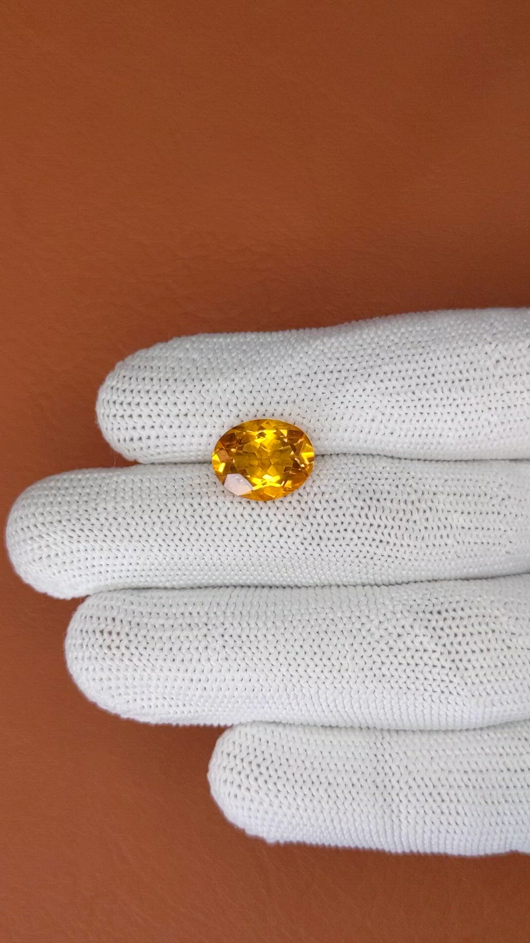 4.54 Ct. Orangish Yellow Citrine from Brazil Size Video