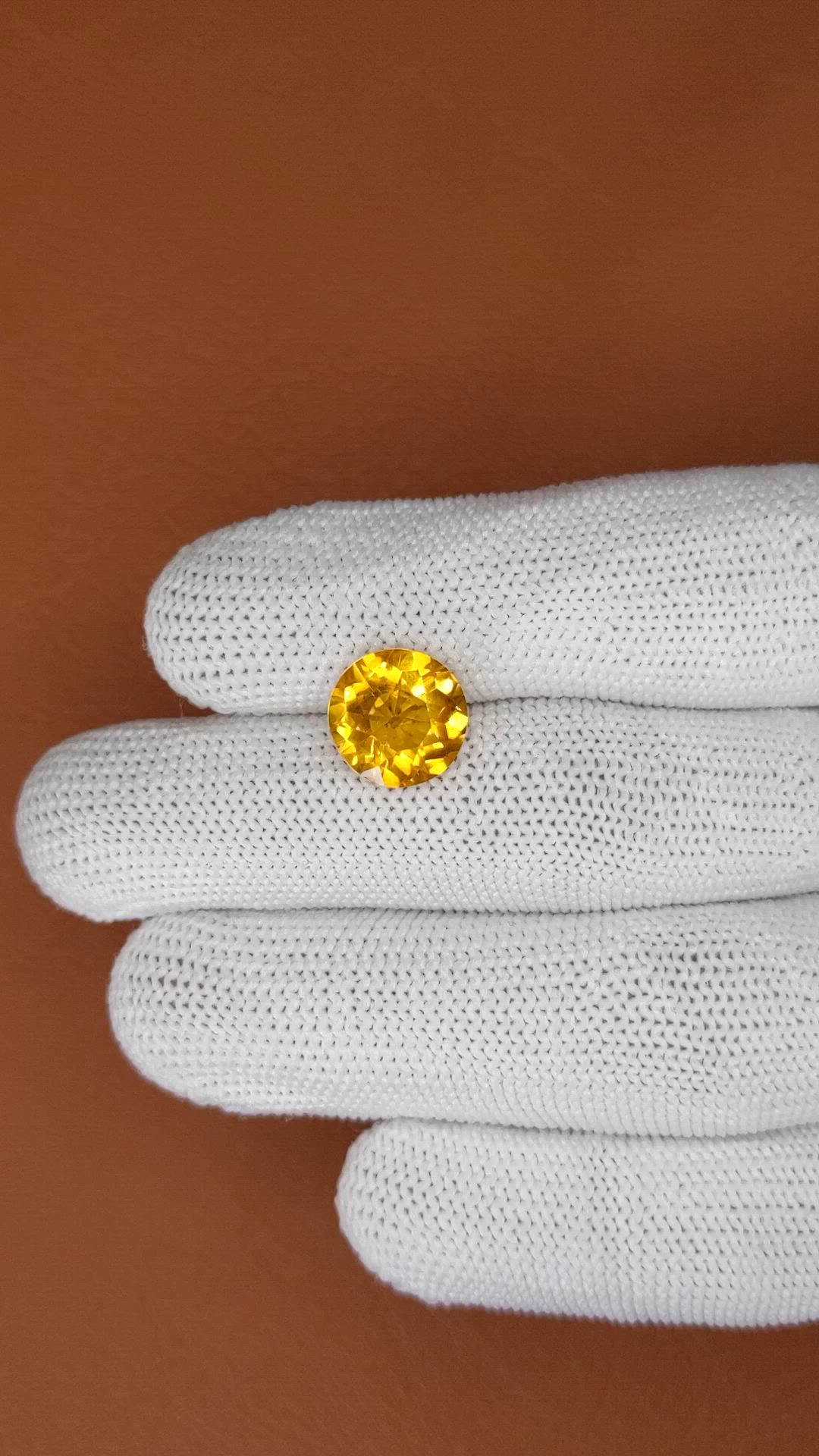 4.21 Ct. Orangish Yellow Citrine from Brazil Size Video