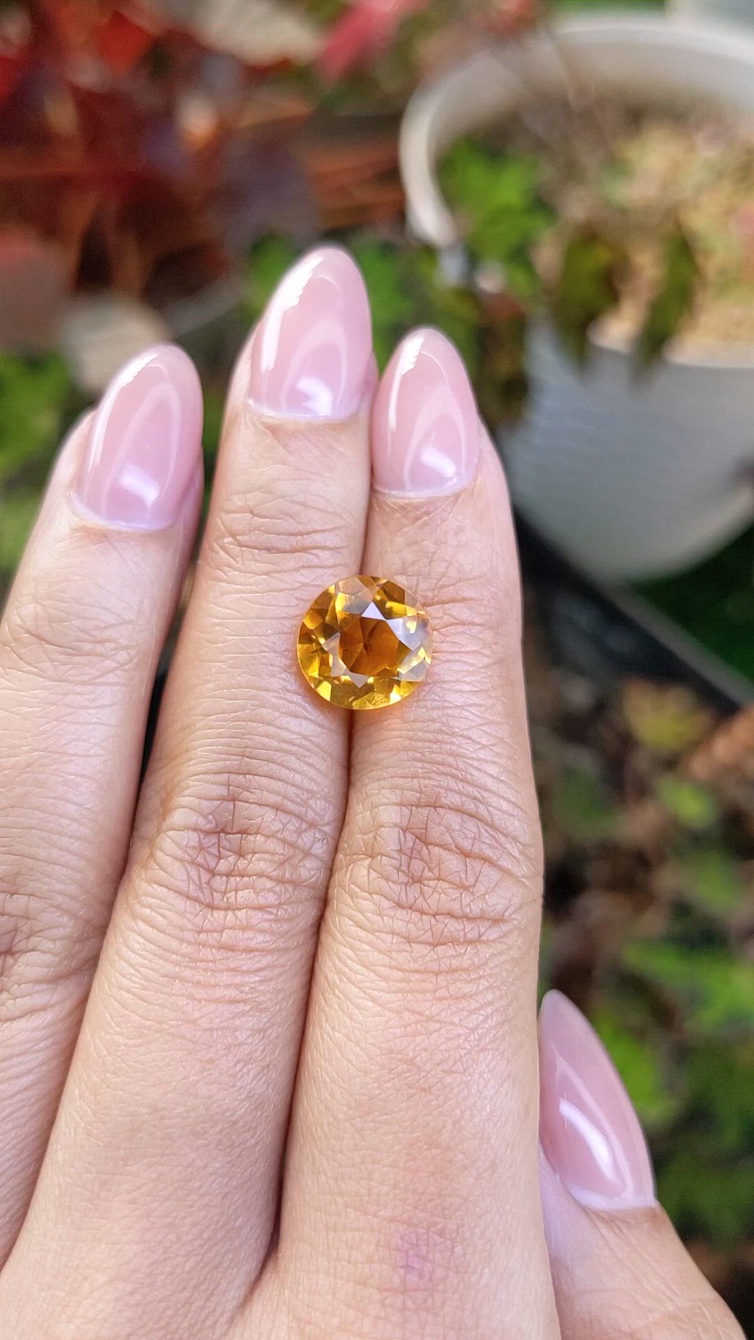 4.21 Ct. Orangish Yellow Citrine from Brazil Size Video