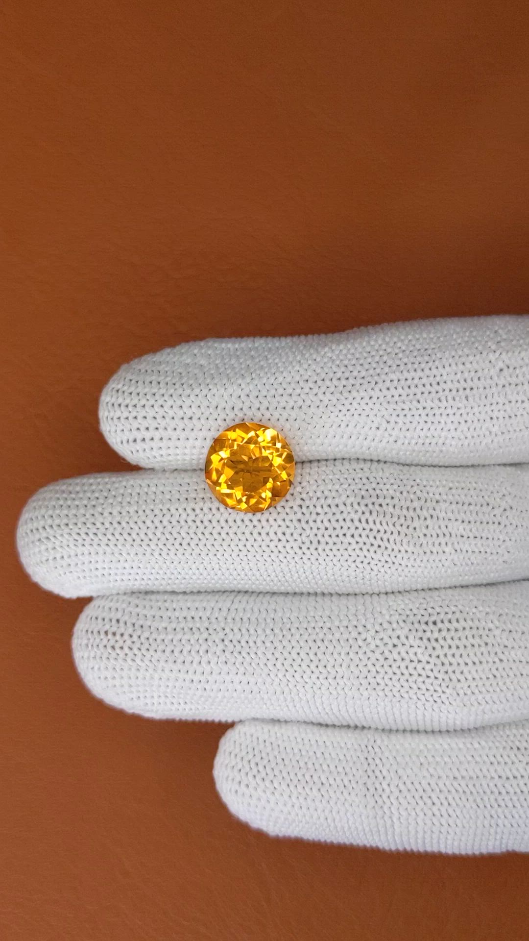 4.62 Ct. Yellowish Orange Citrine from Brazil Size Video