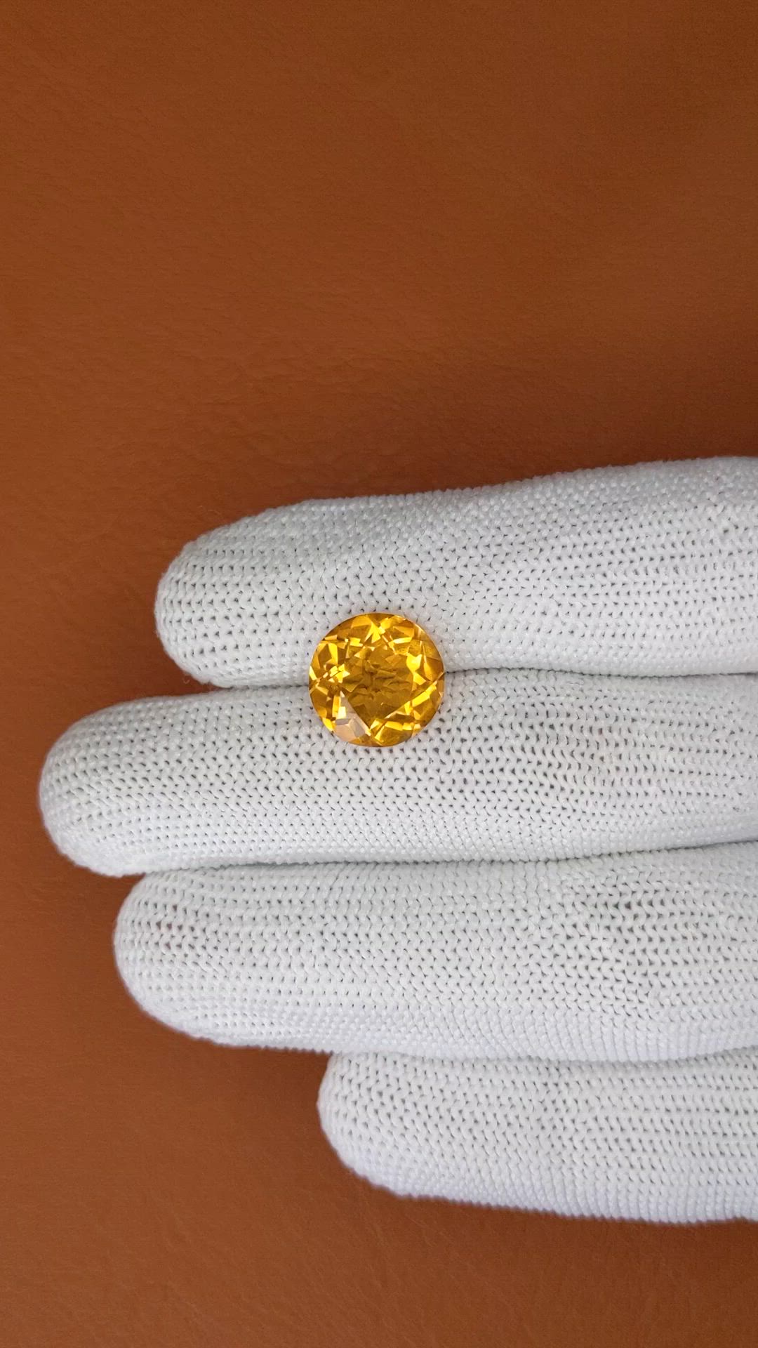 5.14 Ct. Orangish Yellow Citrine from Brazil Size Video