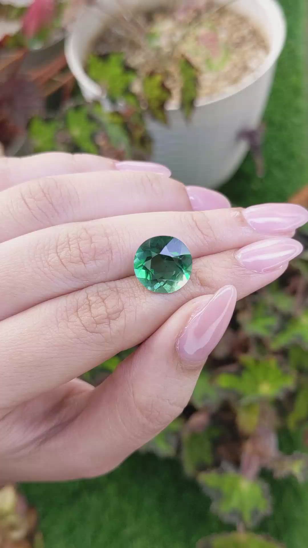 5.06 Ct. Bluish Green Prasiolite from Brazil Size Video