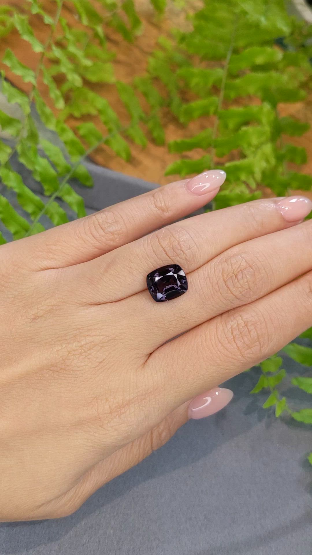 5.37 Ct. Greyish Violet Spinel from Burma (Myanmar) Size Video