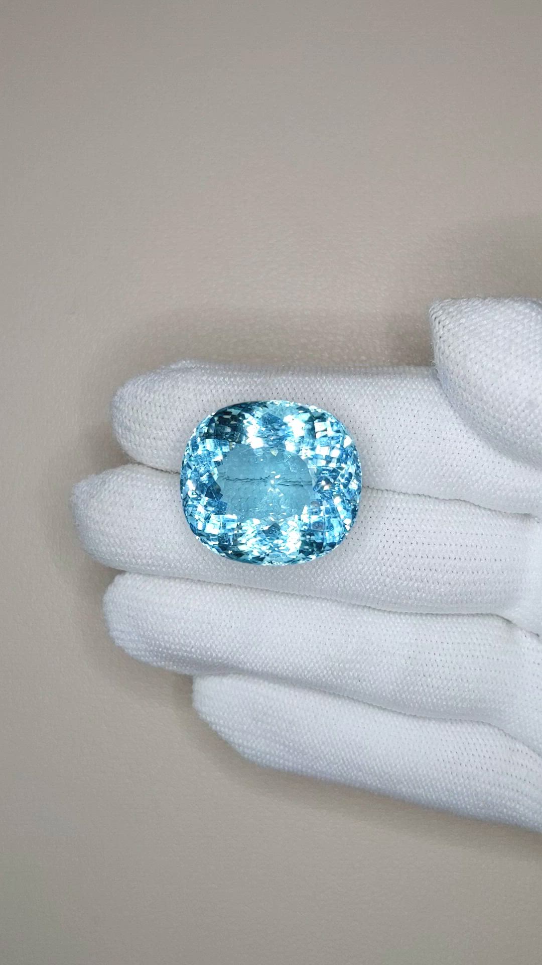 39.67 Ct. Blue Aquamarine from Brazil Size Video